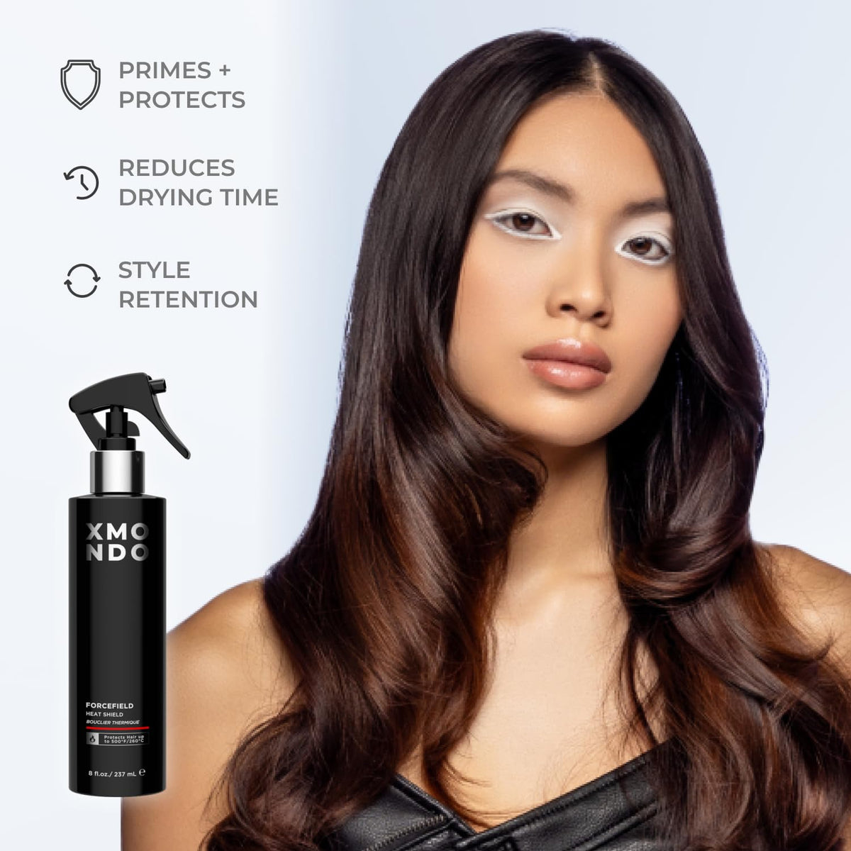 XMONDO Hair Forcefield Heat Shield - Protect, Style, Shine | Shields up to 500°F & Cuts Dry Time