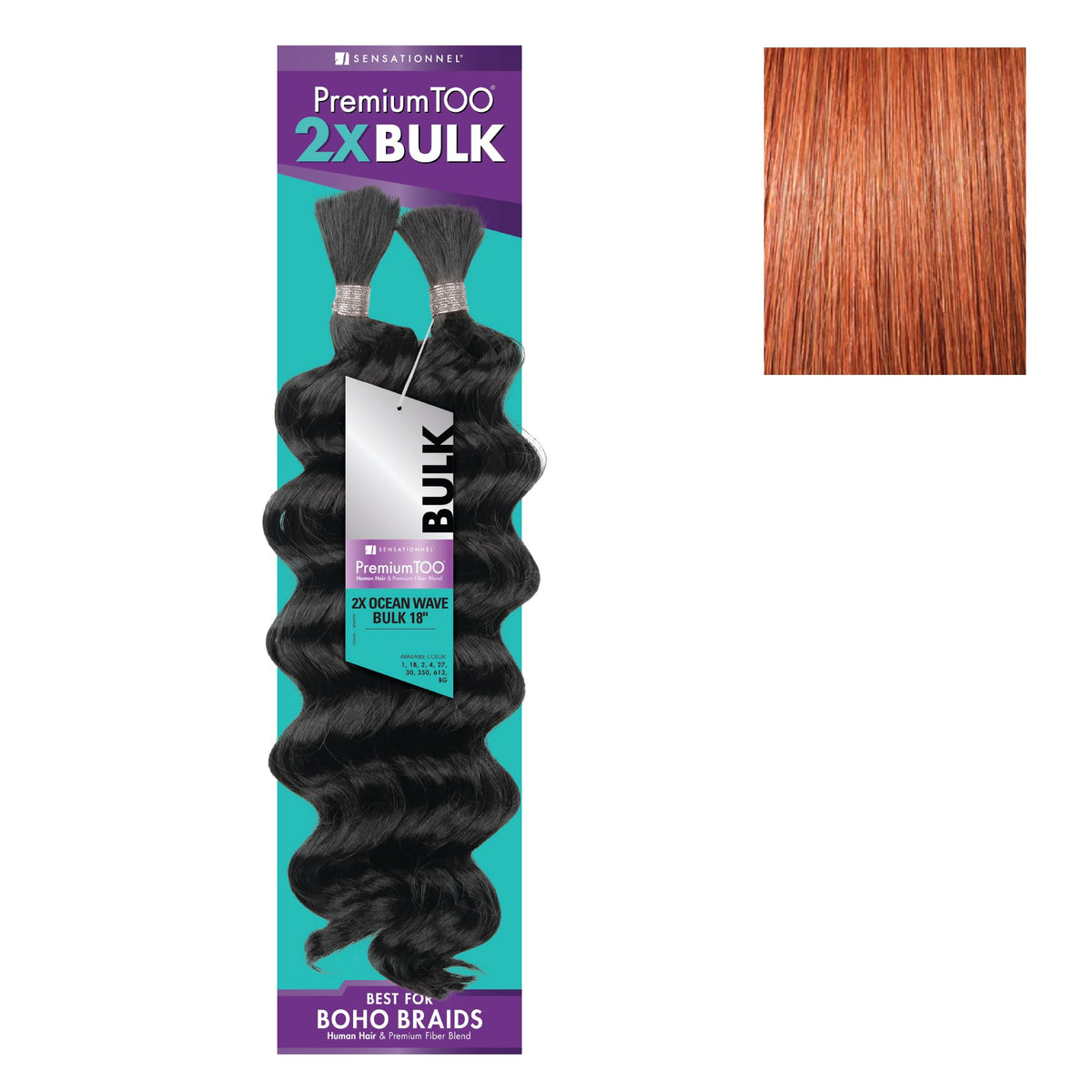 Sensationnel PremiumToo Bulk Weaving-2X Ocean Wave,1pk 18in, 350 COPPERRED