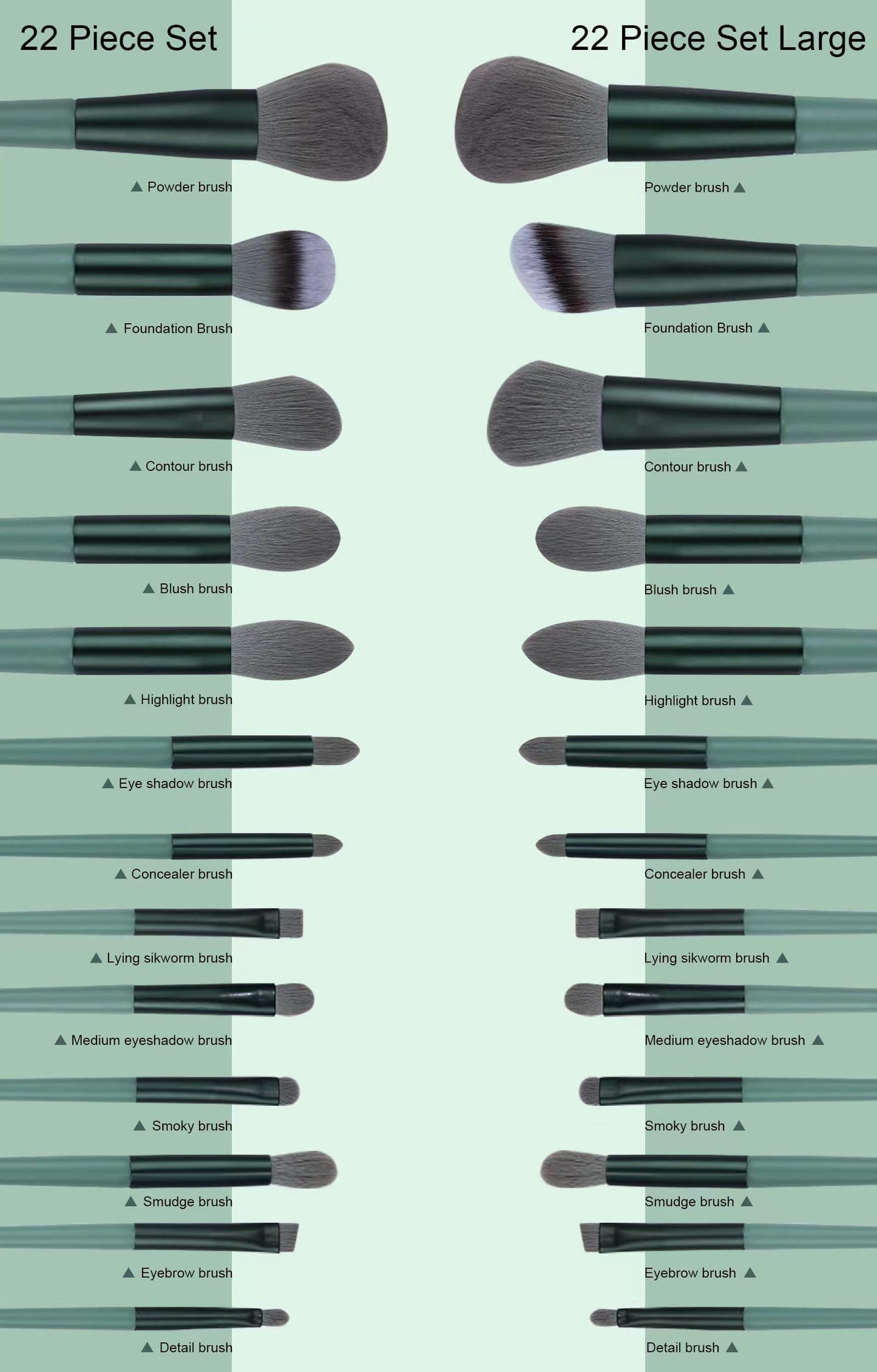 Koccido Makeup Brushes 22 Pcs Makeup Kit,Foundation Brush Eyeshadow Brush Make up Brushes Set (Green, 22 Piece Set) Beauty & Personal Care Koccido