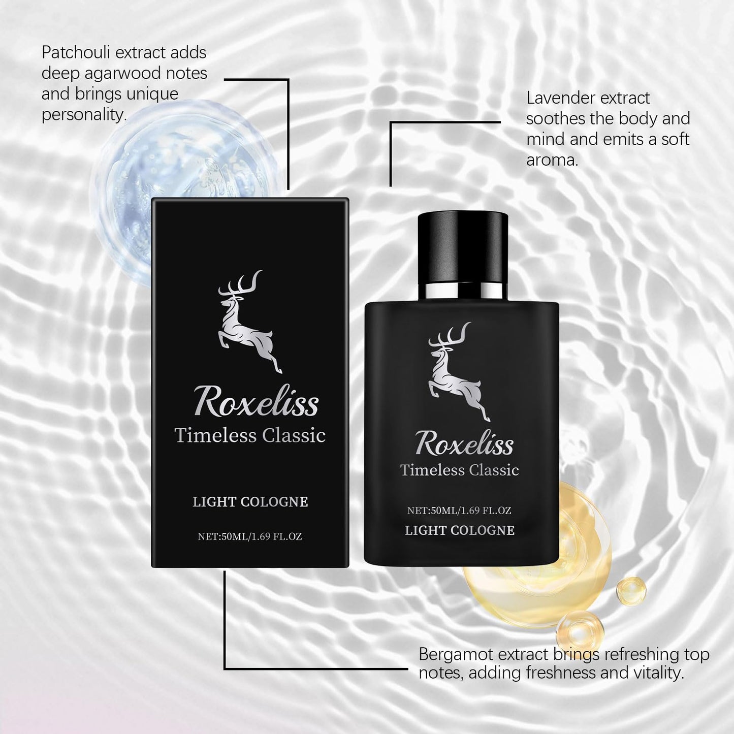 Roxeliss 50ML/1.69FL.0Z Charming Perfume Classic Cologne Natural Fresh Exudes Temperament Long-lasting Fragrance Elegant Portable Dating Perfume Beauty & Personal Care Roxeliss