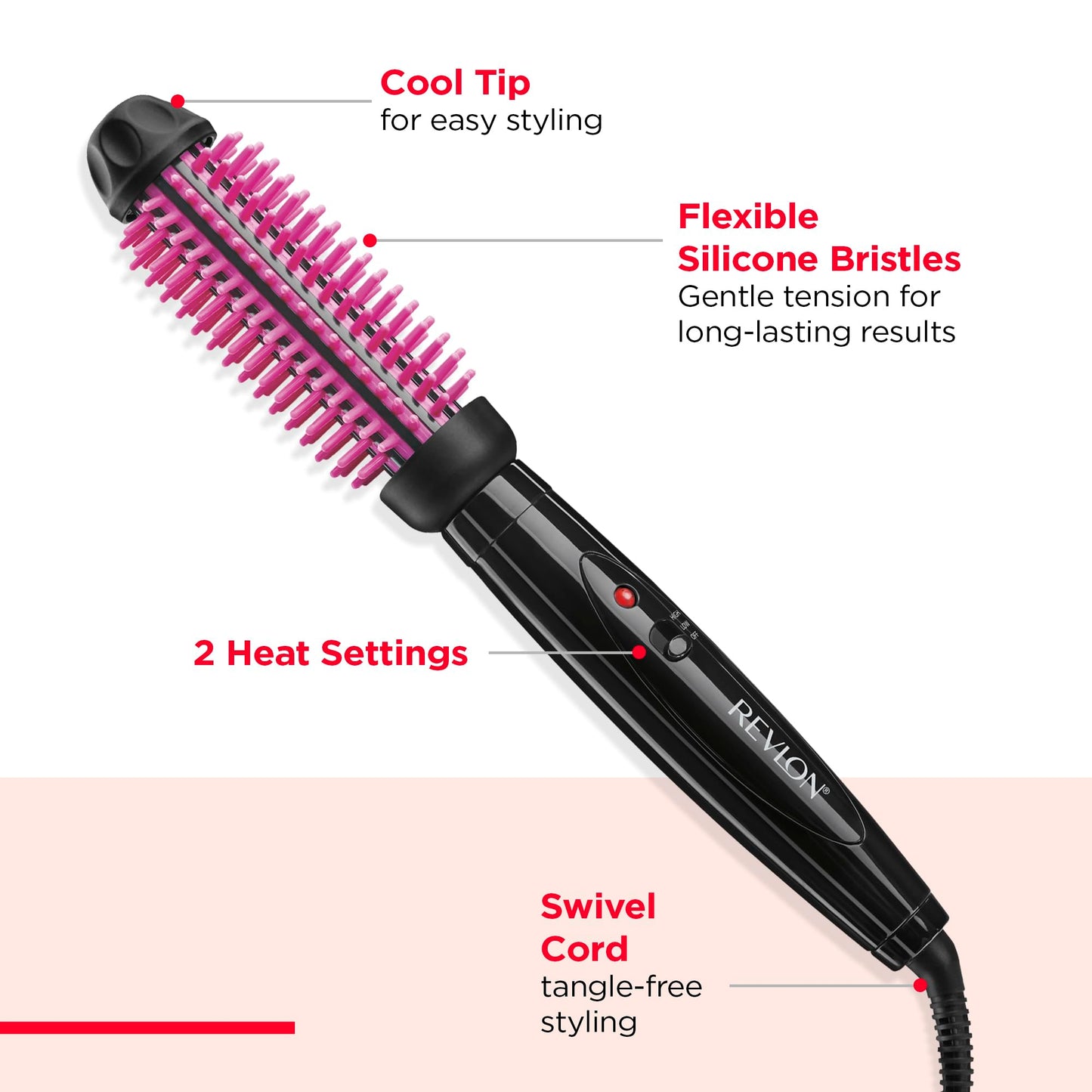 REVLON Silicone Bristle Heated Hair Styling Brush | Fast, Long Lasting Volume for Easy Styling | 1" Barrel for Full Body and Smooth Styles Beauty & Personal Care REVLON