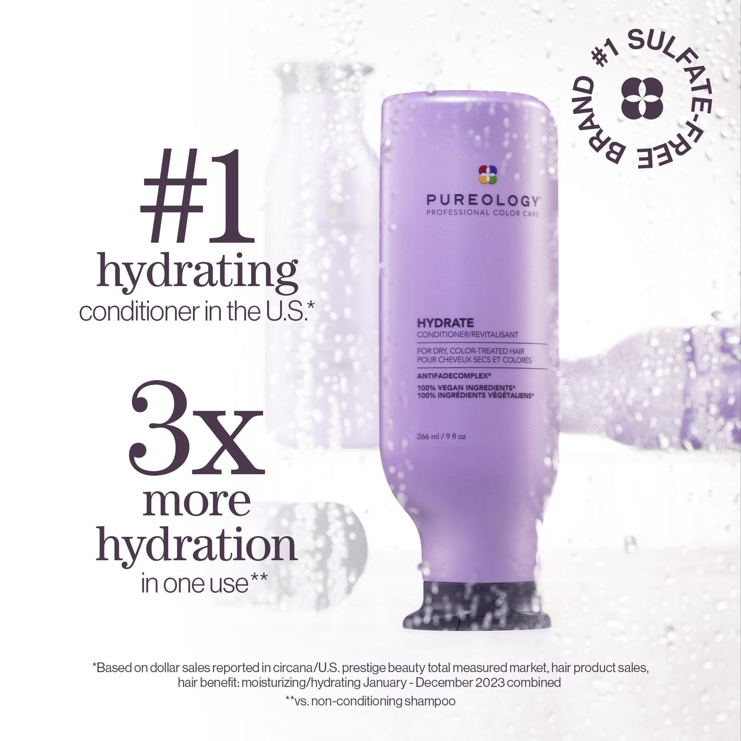 Pureology Hydrate Conditioner - For Dry or Color Treated Hair, Nourishing Conditioner to Restore Moisture and Seal in Hydration, Vegan, 33.8 Fl Oz Beauty & Personal Care Pureology