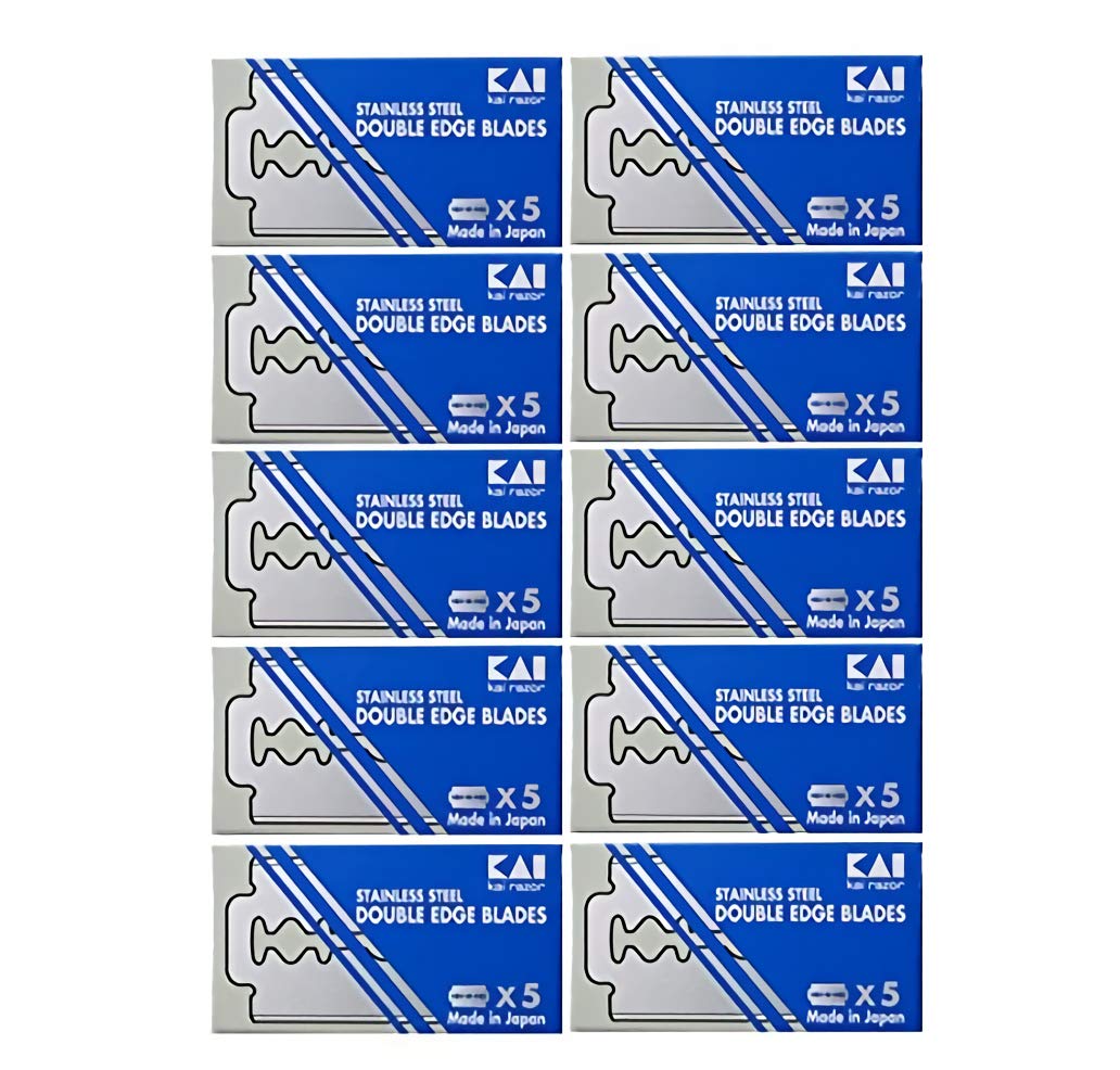 50 Stainless Steel Double Edge Safety Razor Blades from Kai Cutlery Beauty and Personal Care KAI