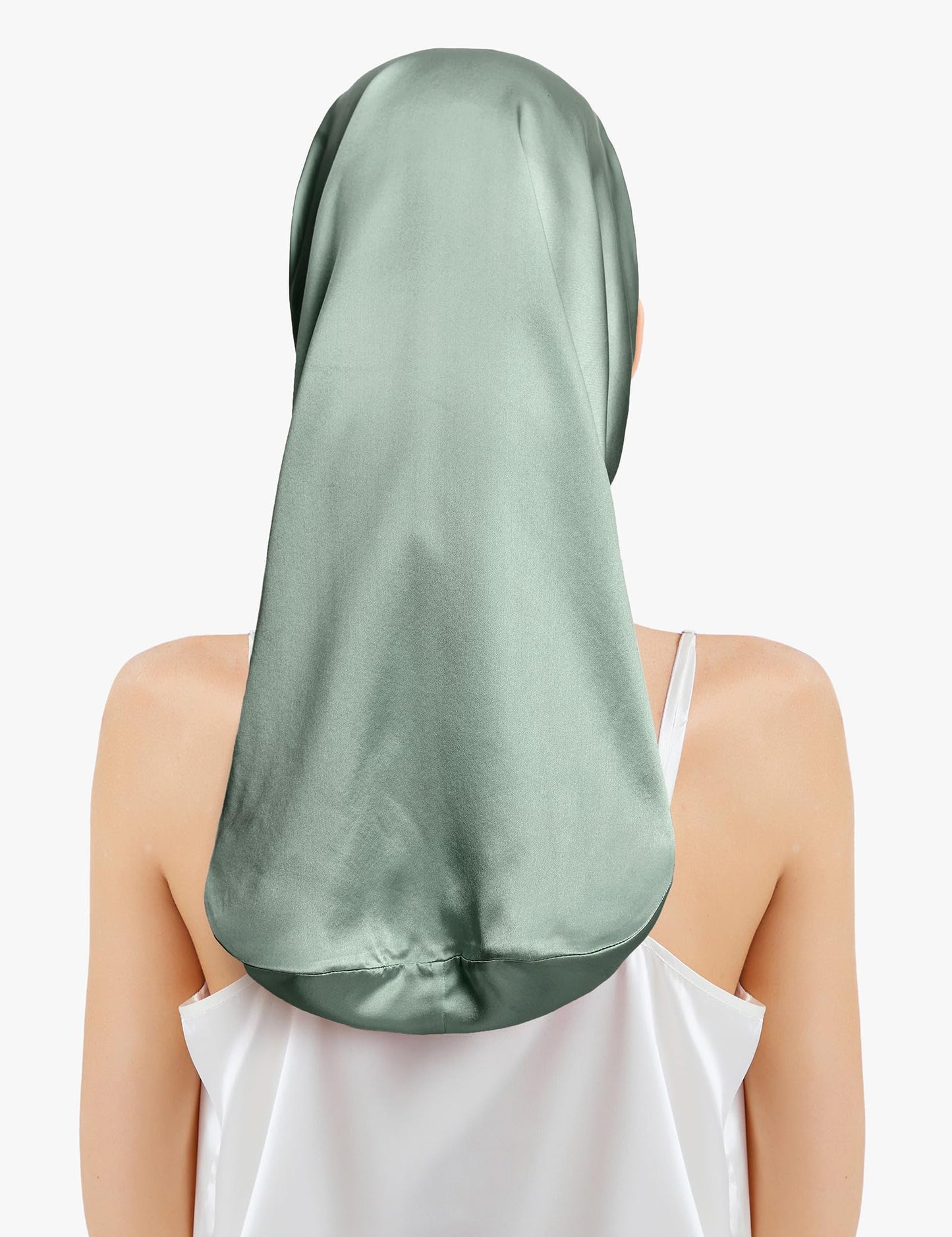 LilySilk 100% Silk Bonnet Mulberry 19 Momme Silk Sleep Cap Long for Curly Hair Night Cap for Sleeping, Silk Hair Wrap for Women Avocado Green Beauty and Personal Care LilySilk