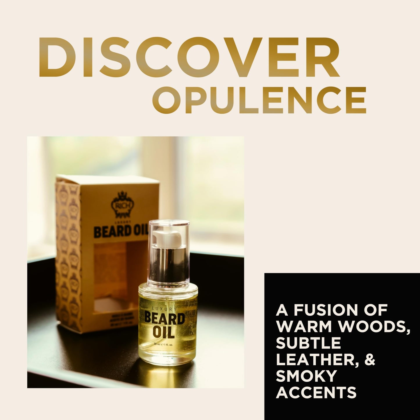 RICH Luxury Beard Oil for Men, Deep Conditioning and Softening, Soothes Beard Itch and Flakes, Lightweight and Fast Absorbing, Paraben-Free, Clean Beauty and Personal Care RICH