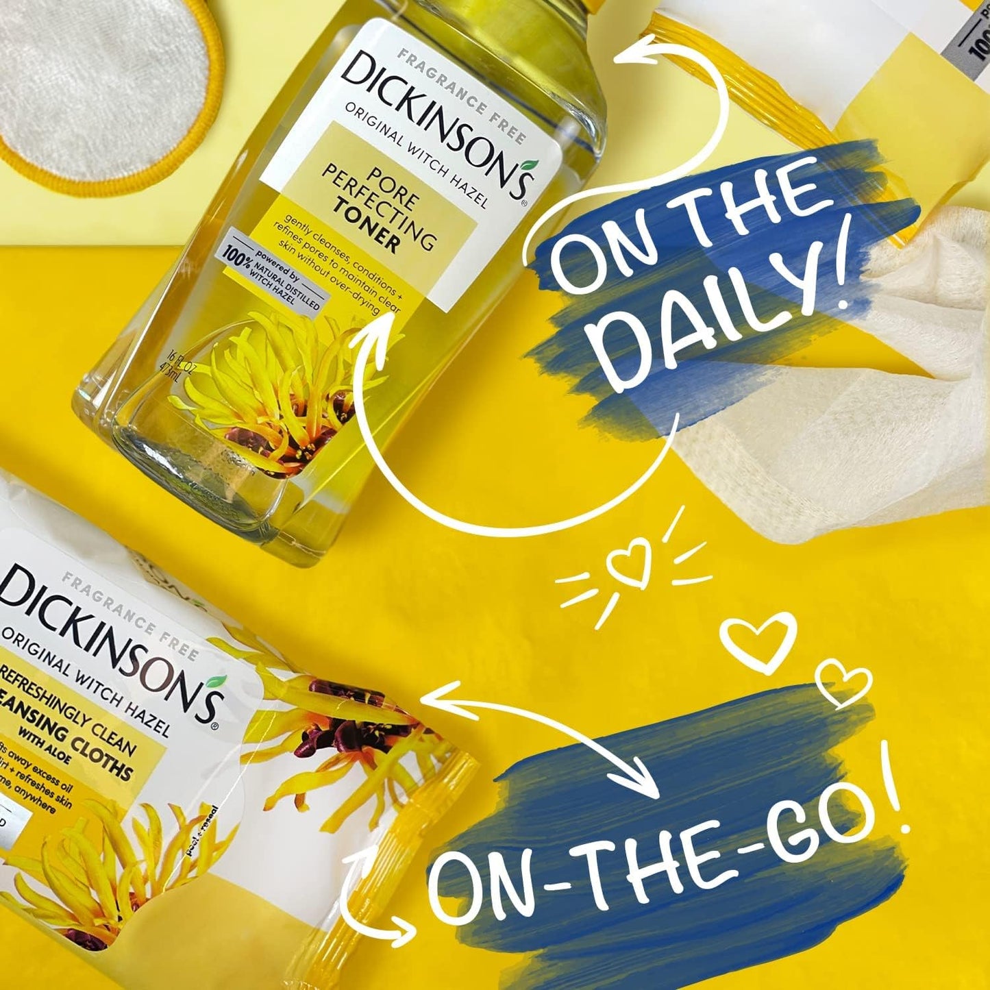 Dickinson's Original Witch Hazel Refreshingly Clean Cleansing Cloths with Aloe | 100% Natural Distilled Witch Hazel | Cleanses & Refreshes Skin | Beauty and Personal Care Dickinson's