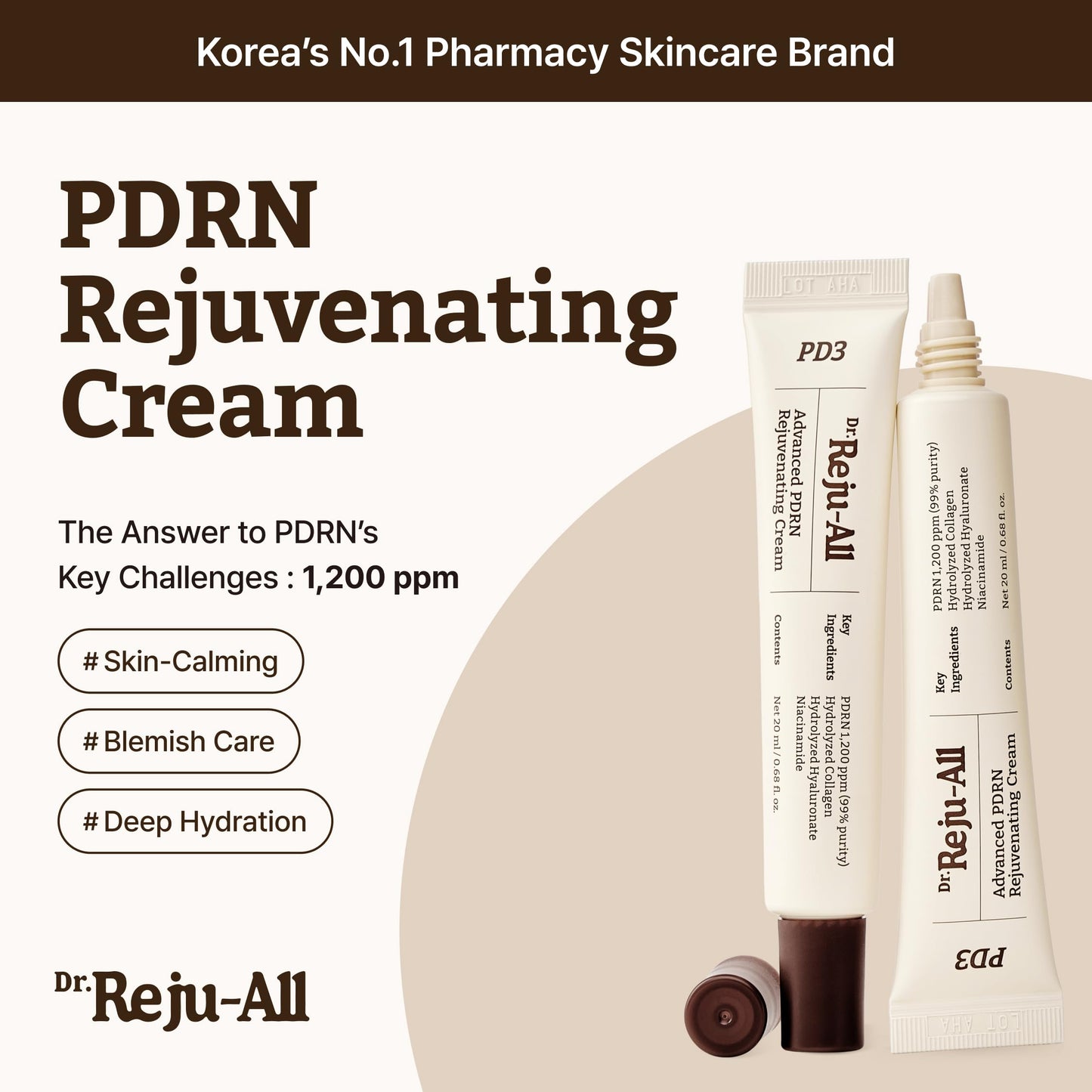 Dr.Reju-All PDRN Rejuvenating Cream - Rejuall PDRN Face Moisturizer - Optimal 1200ppm for Glass Skin & Plumping - Korean Pharmacy Anti-Aging Skin Care Beauty and Personal Care Dr.Reju-All