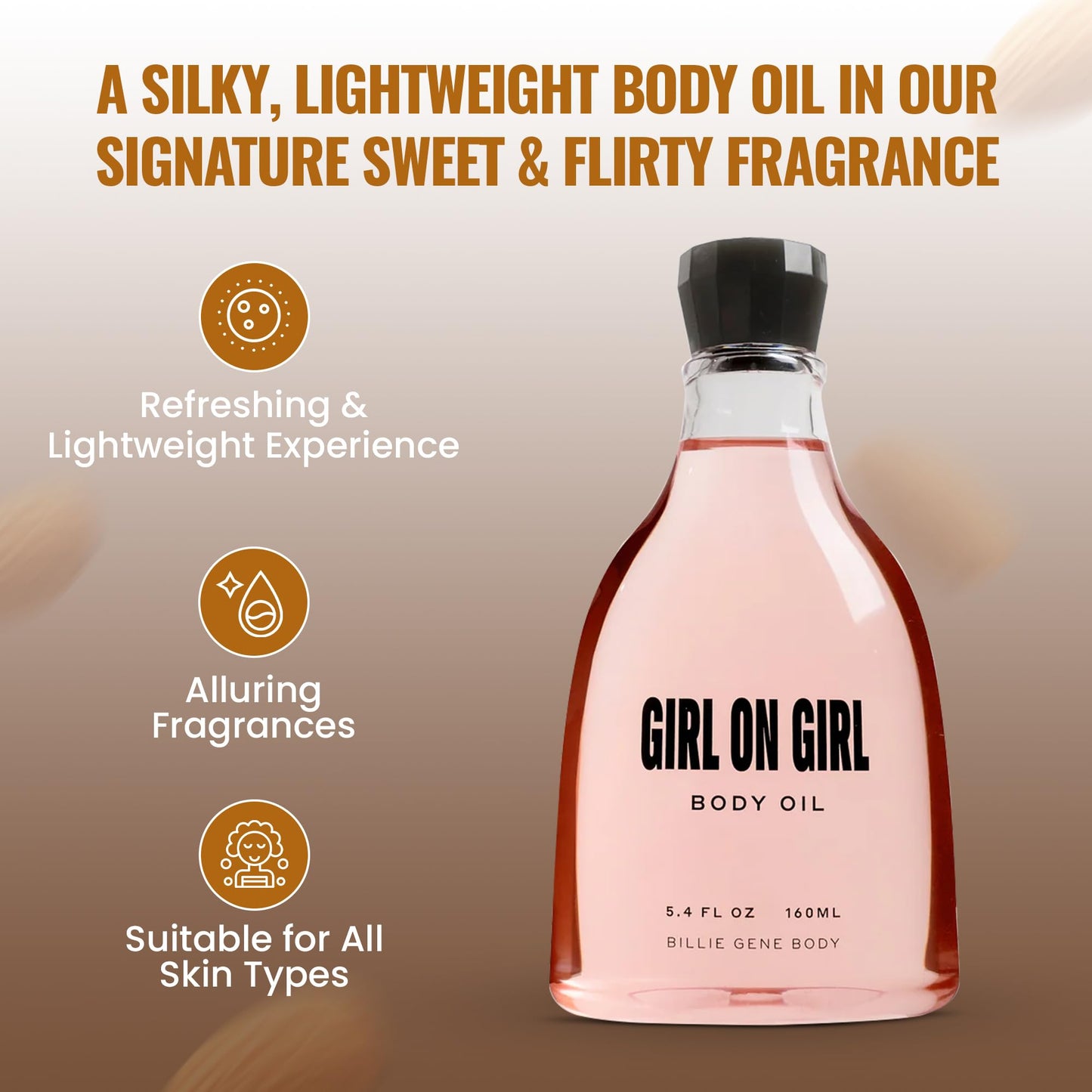 Billie Gene Body Girl on Girl Body Oil - Silky Nourishing Moisturizer with Jojoba & Shea Butter - Vegan and Cruelty-Free - Sweet Vanilla, & Jasmine Beauty & Personal Care Billie Gene Body