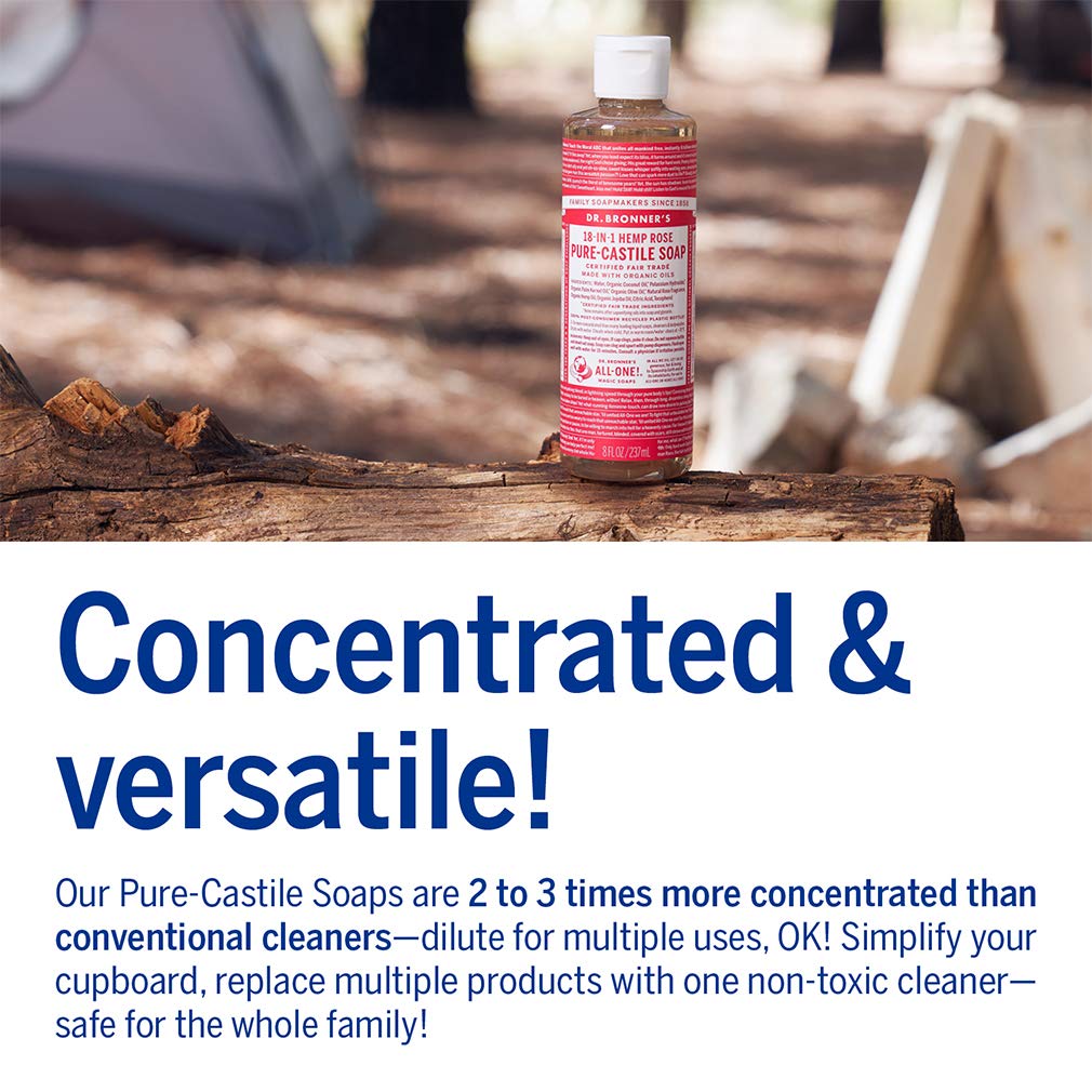 Dr. Bronner's - Pure-Castile Liquid Soap (Rose, 16 ounce) - Made with Organic Oils, 18-in-1 Uses: Face, Body, Hair, Laundry, Pets and Dishes Beauty & Personal Care Dr. Bronner's