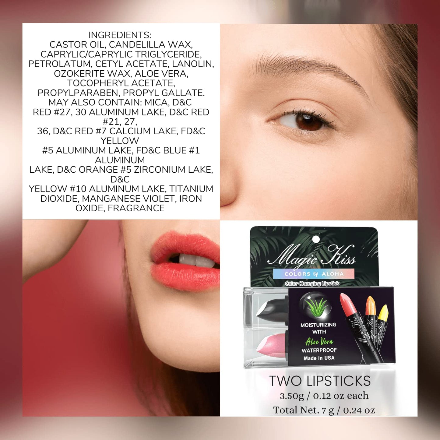 Magic Kiss Color Changing Matte Lipstick set, Long Lasting Nutritious Lips Moisturizer Magic Temperature Color Change Lip Balm with Aloe Vera PH Beauty & Personal Care Magic Kiss