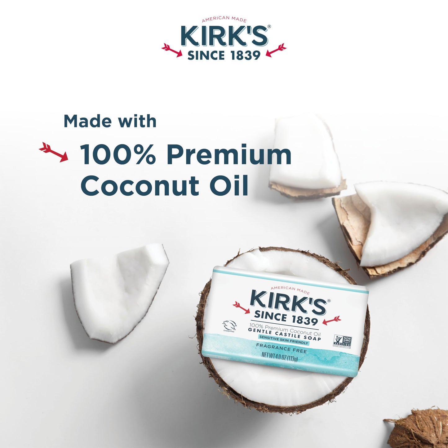 Kirk's Original Coco Castile Soap Fragrance Free 4 oz, Pack 18 Beauty & Personal Care Kirk's