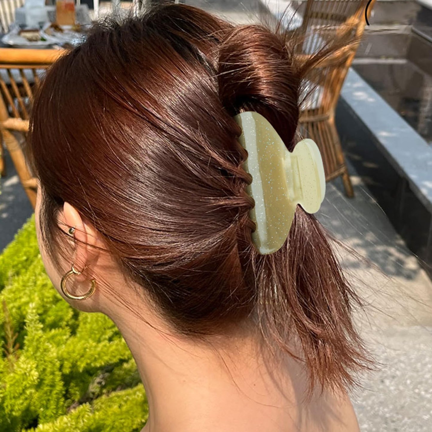 MAORULU Medium Cute Acetate Hair Claw Clips for Women Girls, 3 Inch Glitter Claw Clips for Thin & Medium Thick Hair, Durable French Banana Clip Beauty and Personal Care MAORULU