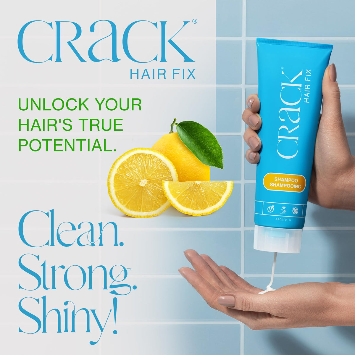Crack HAIR FIX Shampoo with Twist Bottle | Moisturizing & Strengthening Sulfate-Free Formula | Protects Against Dryness, Reduces Breakage & Restores