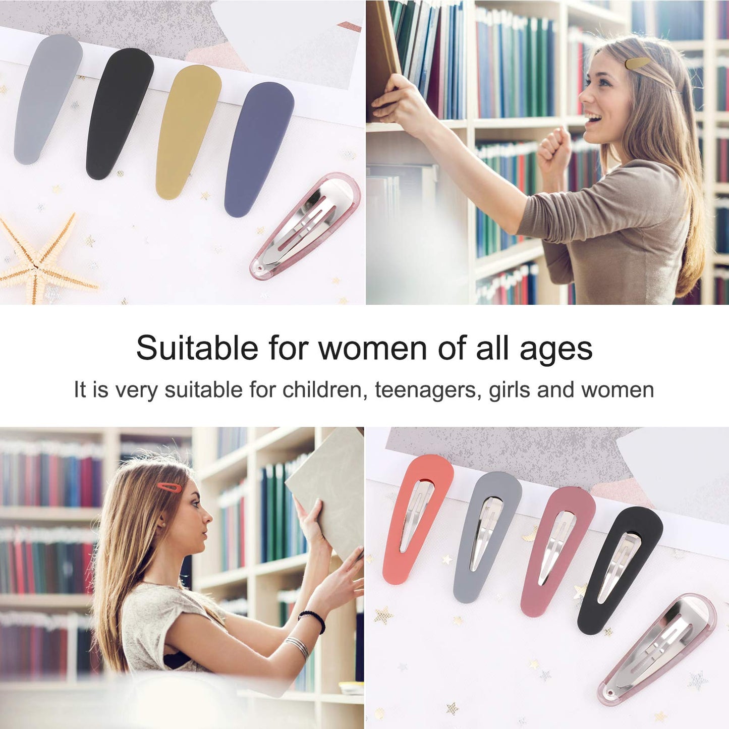 Boobeen 20 Pack Hair Clips - Acrylic Metal Snap Hair Clips for Women -Matte Hair Barrettes for Girls - Hairpins Fashion Accessories for Kids Teens Beauty & Personal Care Boobeen