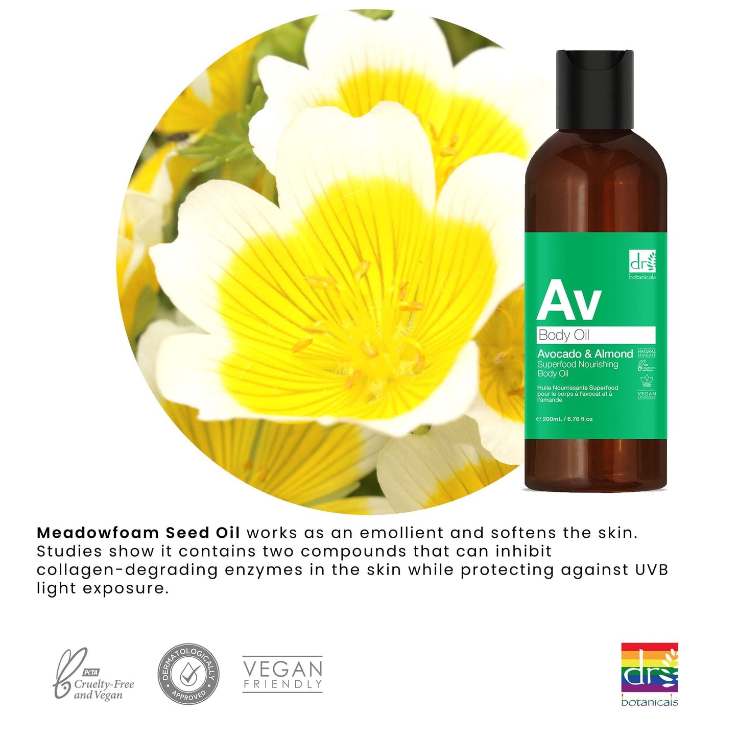 Dr Botanicals Avocado & Almond Superfood Nourishing Body Oil 6.76 Fl Oz/200ml Beauty & Personal Care Dr Botanicals