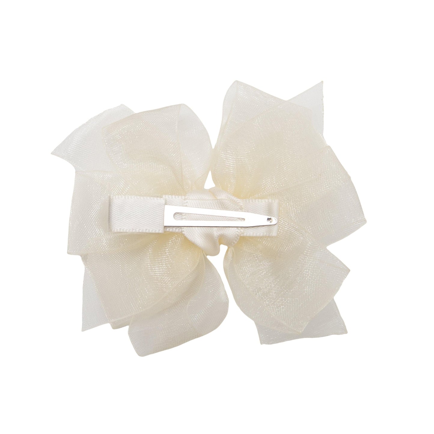 HAIRBOWS Girls' Double Organza Hair Bow with a Knot Wrap Center on a Clip, All Ages and Hair Types, 3 Inch Bow, Ivory Beauty & Personal Care HAIRBOWS.COM