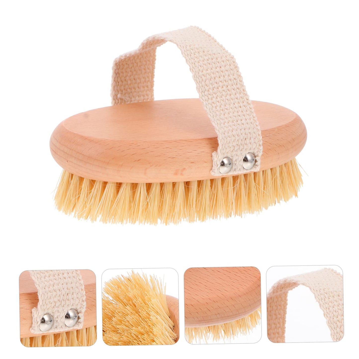 PartyKindom 1pc Beech Wooden Bath Brush Natural Boar Bristles for Gentle Exfoliation and Massage Bathing Tool for Skin Care and Back Scrubber Beauty and Personal Care PartyKindom