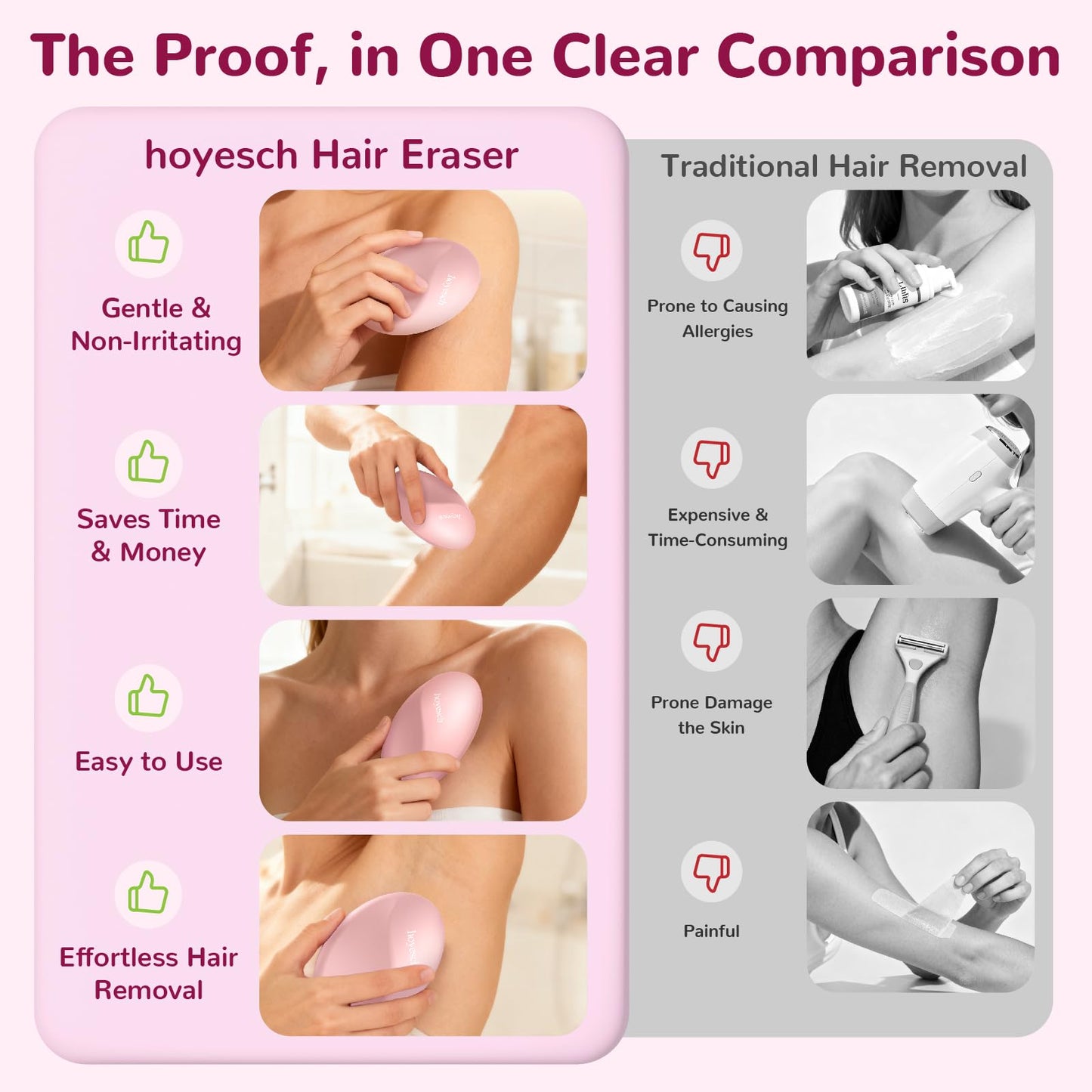 hoyesch Crystal Hair Eraser for Women and Men, Reusable Crystal Hair Remover Painless Exfoliation Epilators Hair Removal for Women, Magic Hair Eraser Beauty and Personal Care hoyesch