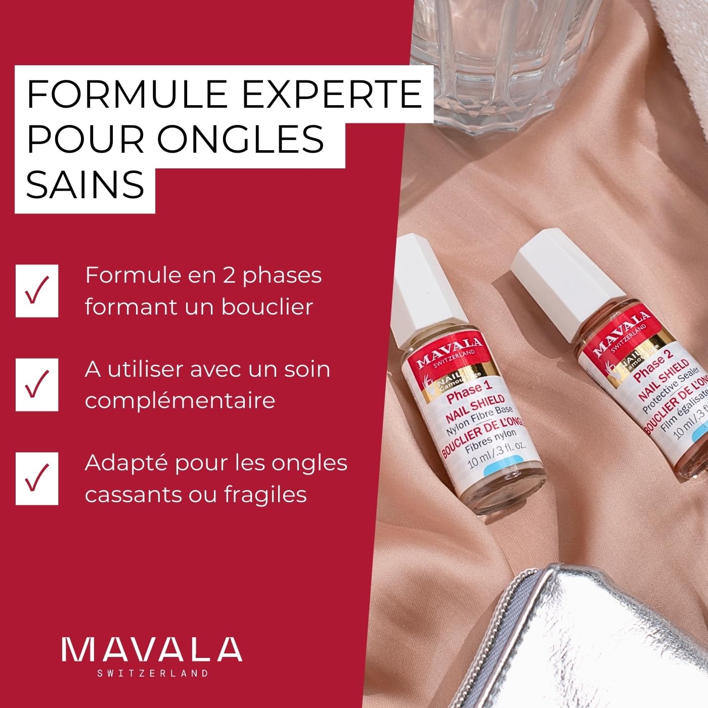 Mavala Nail Shield, 2 Count, Phase 1 & 2, Clear Nail Polish Top Coat, Nail Strengthener, Nail Growth & Nail Hardener Treatment, Nail Care and Repair Beauty & Personal Care MAVALA