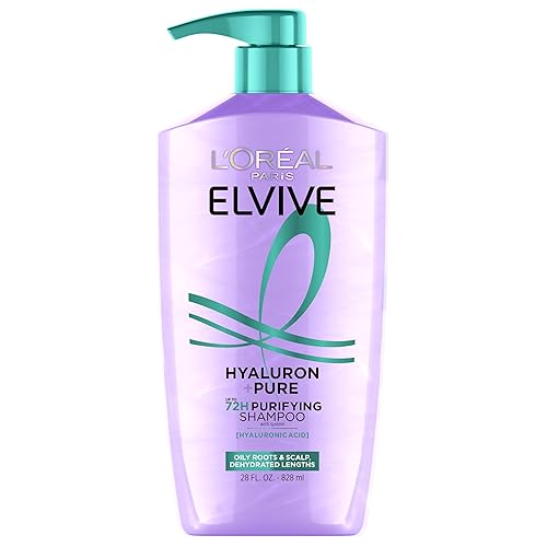 L'Oreal Paris Elvive Hyaluron + Pure 72H Purifying Shampoo for Oily Hair, Clarifying Shampoo with Salicylic Acid and Hyaluronic Acid, 28 Fl Oz Beauty & Personal Care L'Oreal Paris