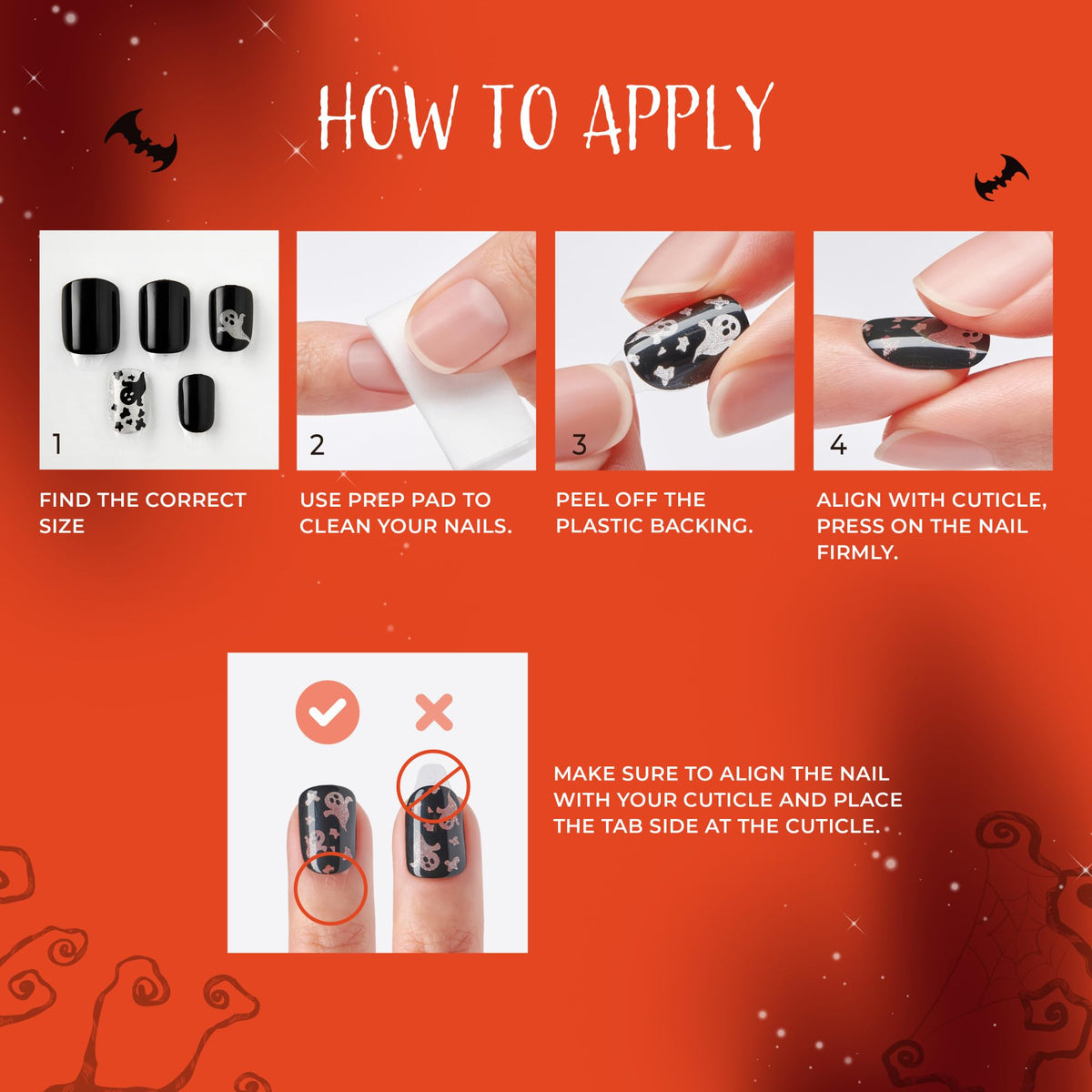 KISS imPRESS Halloween Press On Nails, ‘Coming Near’, Black, Short Squoval, Magnetic Powder Effect, No Glue, Glow-In-The-Dark, Includes Prep Pad, Mini