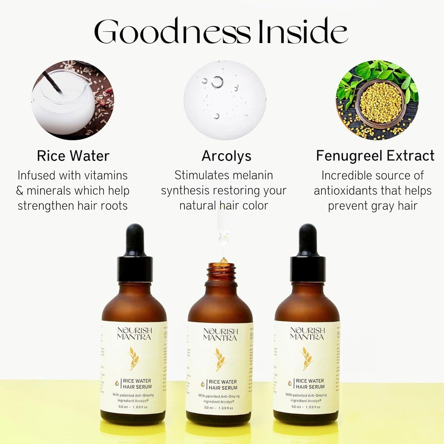 OTAA Rice Water Serum with Rice Water, Arcolys & Fenugreek Extract - Effective Results Against Grey Hair & Hair Aging Signs - For Men & Women-All Hair Beauty & Personal Care OTAA