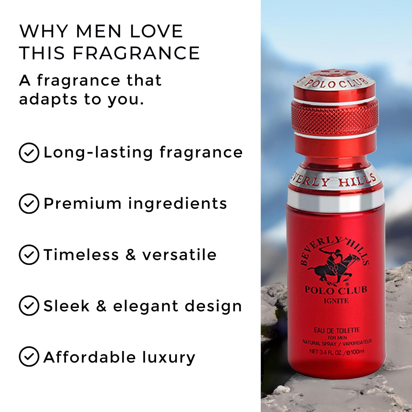 Beverly Hills Polo Club IGNITE - Cologne for Men with Notes of Vanilla, Cacao, Patchouli & Orchid - Sweet Floral Sexy Fragrance Scent - Eau De Beauty & Personal Care Beverly Hills Polo Club