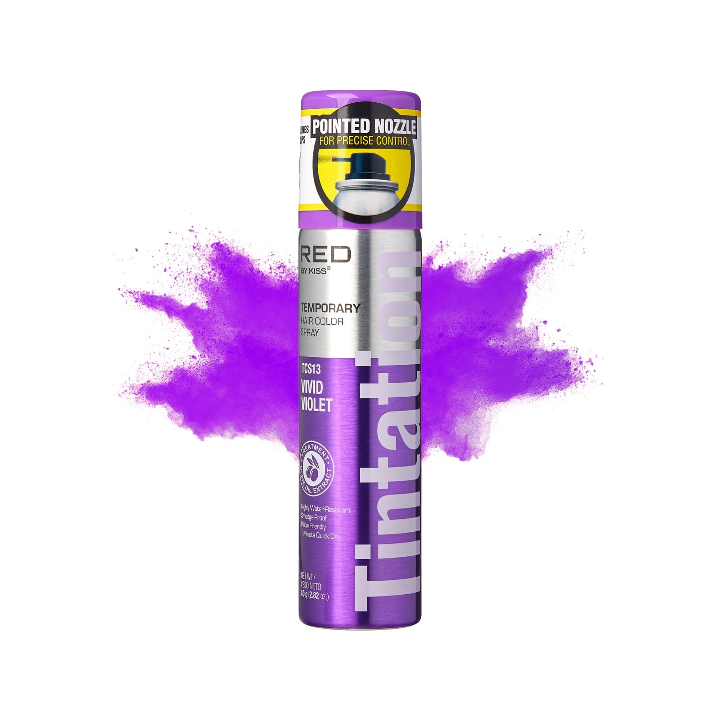 Red by Kiss Tintation Temporary Hair Color Spray 2.82oz, Quick-Dry & Smudge-Proof, Vivid Color Washable Hair Dye, Styling Spray Cosplay Halloween Beauty & Personal Care Red by Kiss