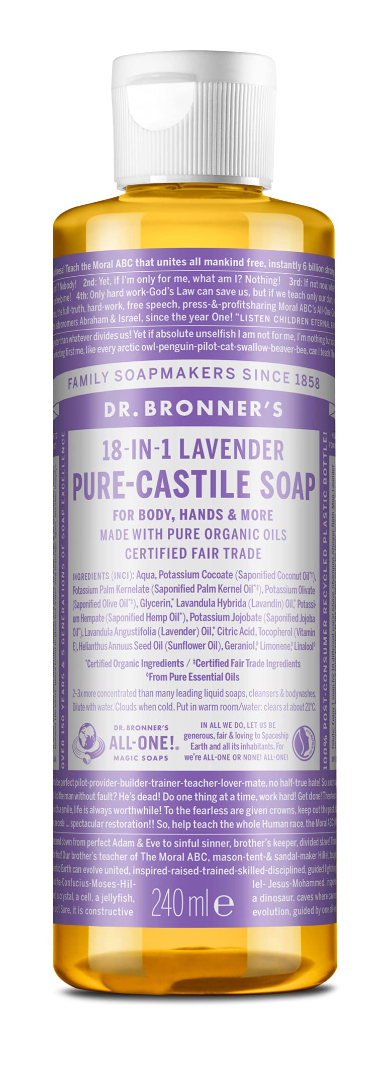 Dr. Bronner's Organic Liquid Soap Lavender 240 ml Beauty & Personal Care Dr. Bronner's
