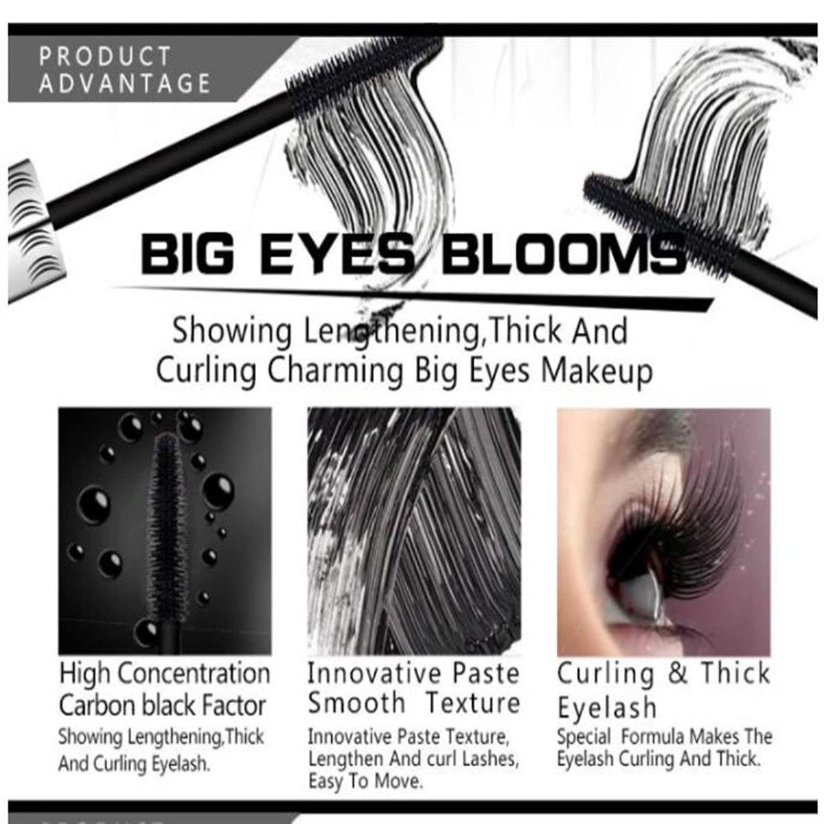 LGSZGDCN 2 PCS black Cat eye mascara Eyes Makeup Color Mascara Waterproof Fast Dry Eyelashes Curling Lengthening Makeup Eye Lengthening, Lifting Beauty & Personal Care LGSZGDCN