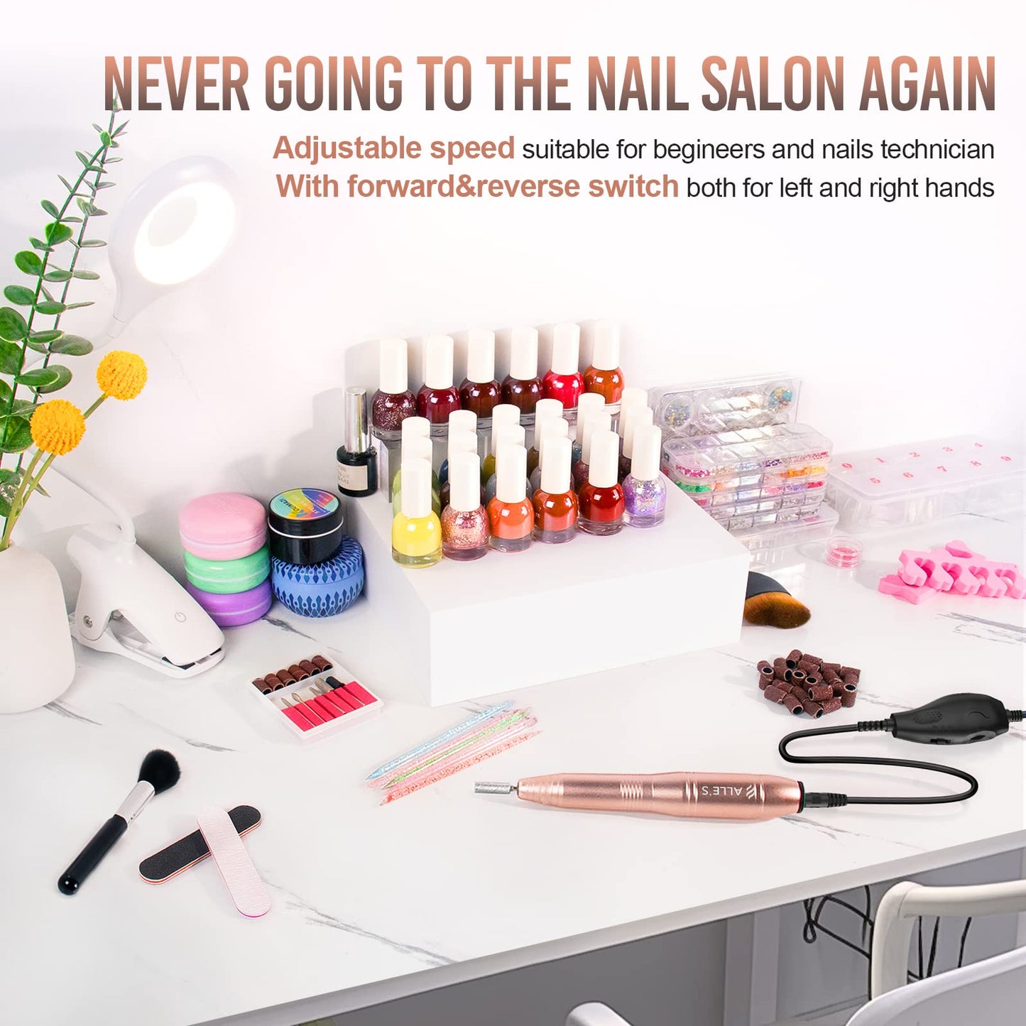 20000RPM Electric Nail Drill Compact Portable Efile Professional Manicure Pedicure Nail File Drill Kit for Acrylic, Gel Nails and Home Salon Use Beauty & Personal Care alle's