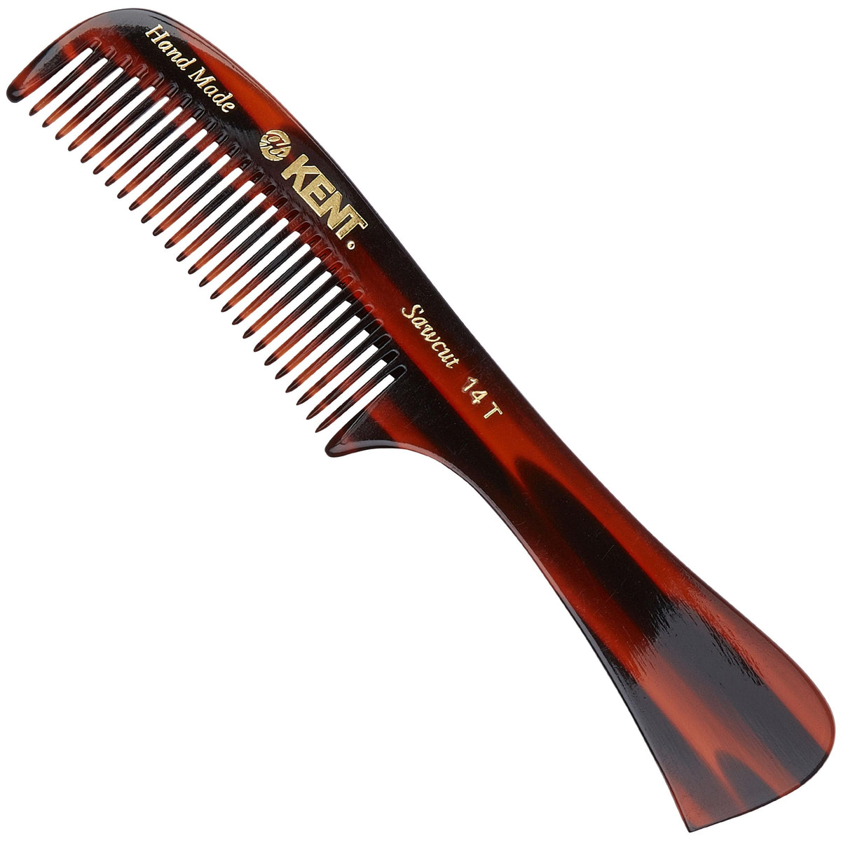 Kent 14T Tortoise Large Detangling Comb, Wide Teeth for Long Thick Curly Wavy Hair. Hair Detangler Comb For Wet and Dry. Saw-Cut from Cellulose and