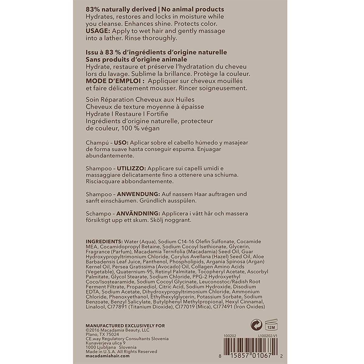 Nourishing Repair Shampoo 33.8oz Macadamia Professional Macadamia Oil and Argan Oil for Hydration, Shine, and Color Protection Beauty & Personal Care Macadamia Professional