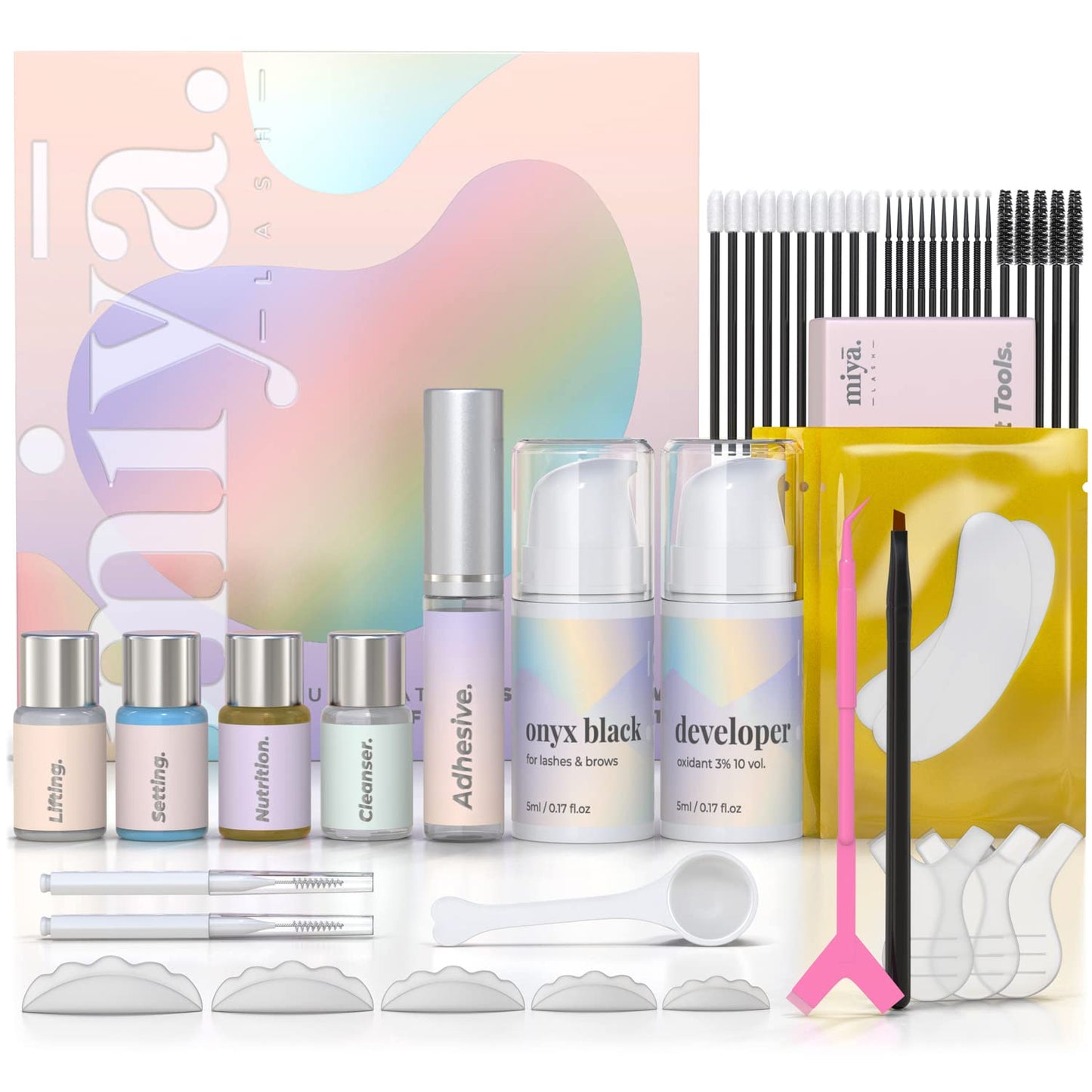 MIYA LASH Lift & Brow Lamination Kit | Black, Voluminous Eyebrows & Eyelashes Color | Professional 8 Weeks Result | LVL, Perm, Laminate | Keratin Brow Beauty & Personal Care MIYA LASH