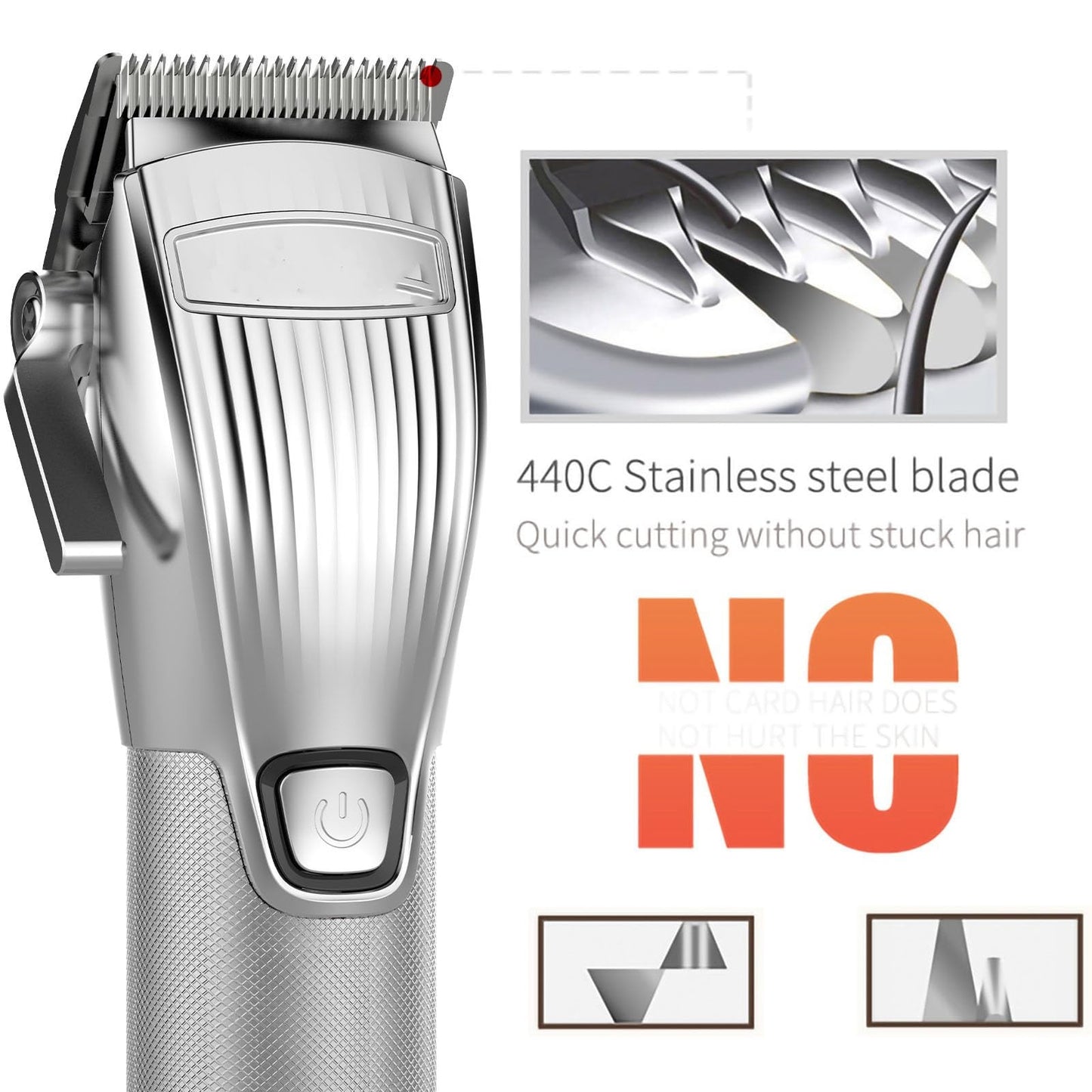 QDKVTNDJZ Hair Clippers for Men, Silver Professional Mens Electric Beard Trimmer Metal Grooming Kit Adjustable Machine Beauty and Personal Care QDKVTNDJZ