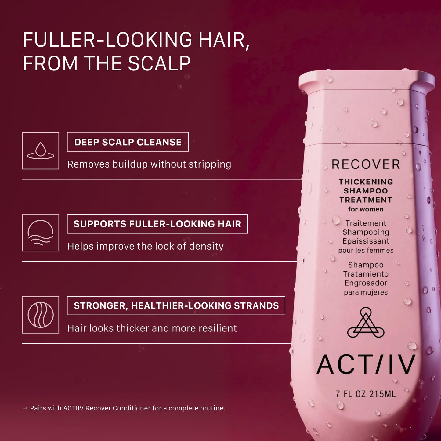 ACTIIV Recover Thickening Shampoo & Conditioner Bundle for Women (7 oz Each) - For Fine & Thinning Hair, Supports Fuller, Thicker-Looking Hair & Scalp Beauty & Personal Care ACTIIV