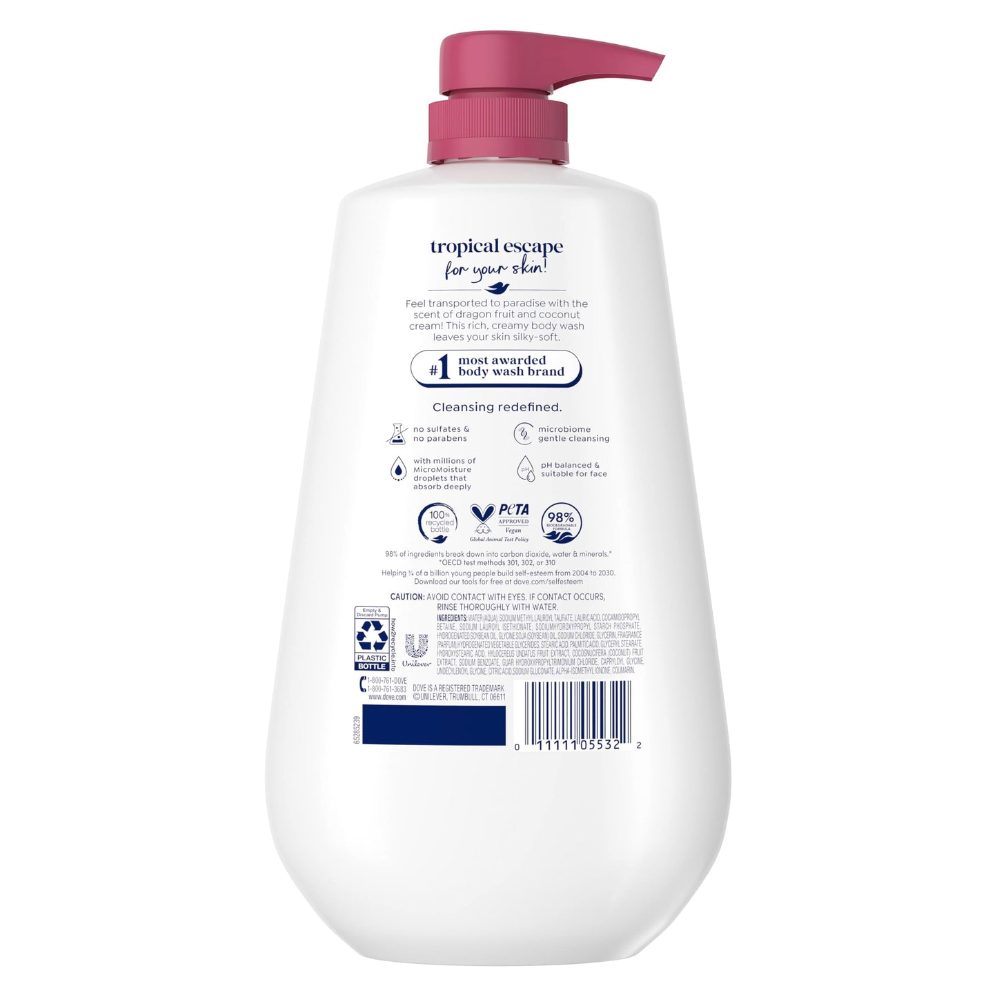 Dove Body Wash Replenish Dragon Fruit and Coconut Cream For 24hr Lotion-Soft Skin Moisturizing Skin Cleanser with No Sulfates No Parabens 30.6 oz Beauty & Personal Care Dove
