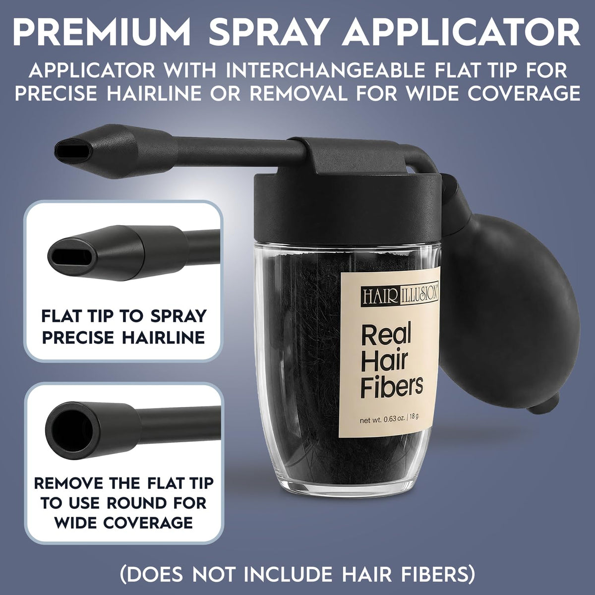 Hair Illusion Spray Applicator Removable Flat Tip designed to Spray Precise Hairline or Remove Tip For Round Sprayer And Wide Coverage (does not