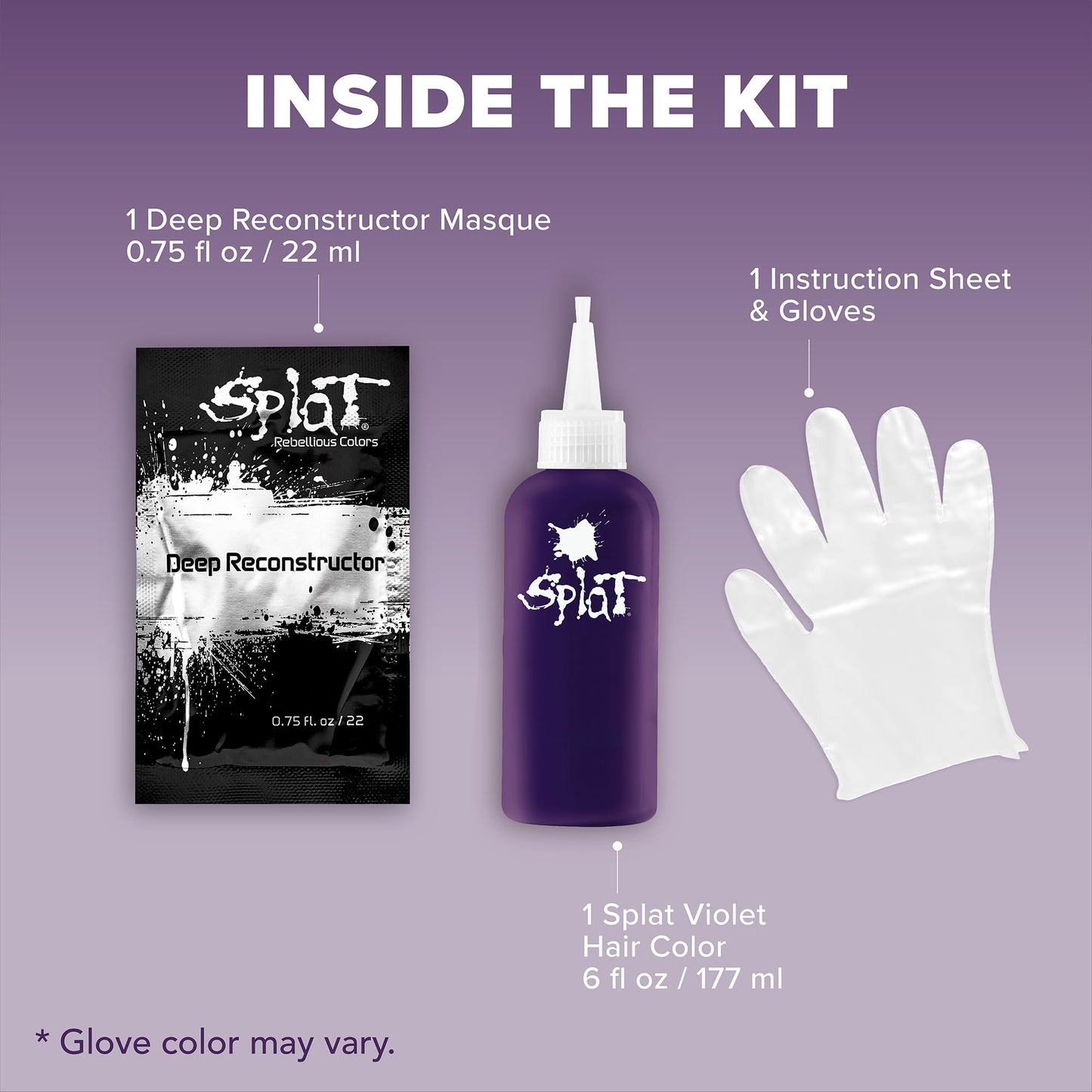 Splat Hair Splat Rebellious Colors 30 Wash No Bleach Needed Hair Color Kit, Midnight Violet, 6 Oz Beauty & Personal Care Splat