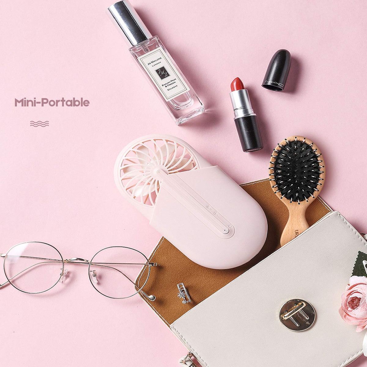 URTHEONE Mini Boar Bristle Hair Brush Small Travel Pocket brush for Women