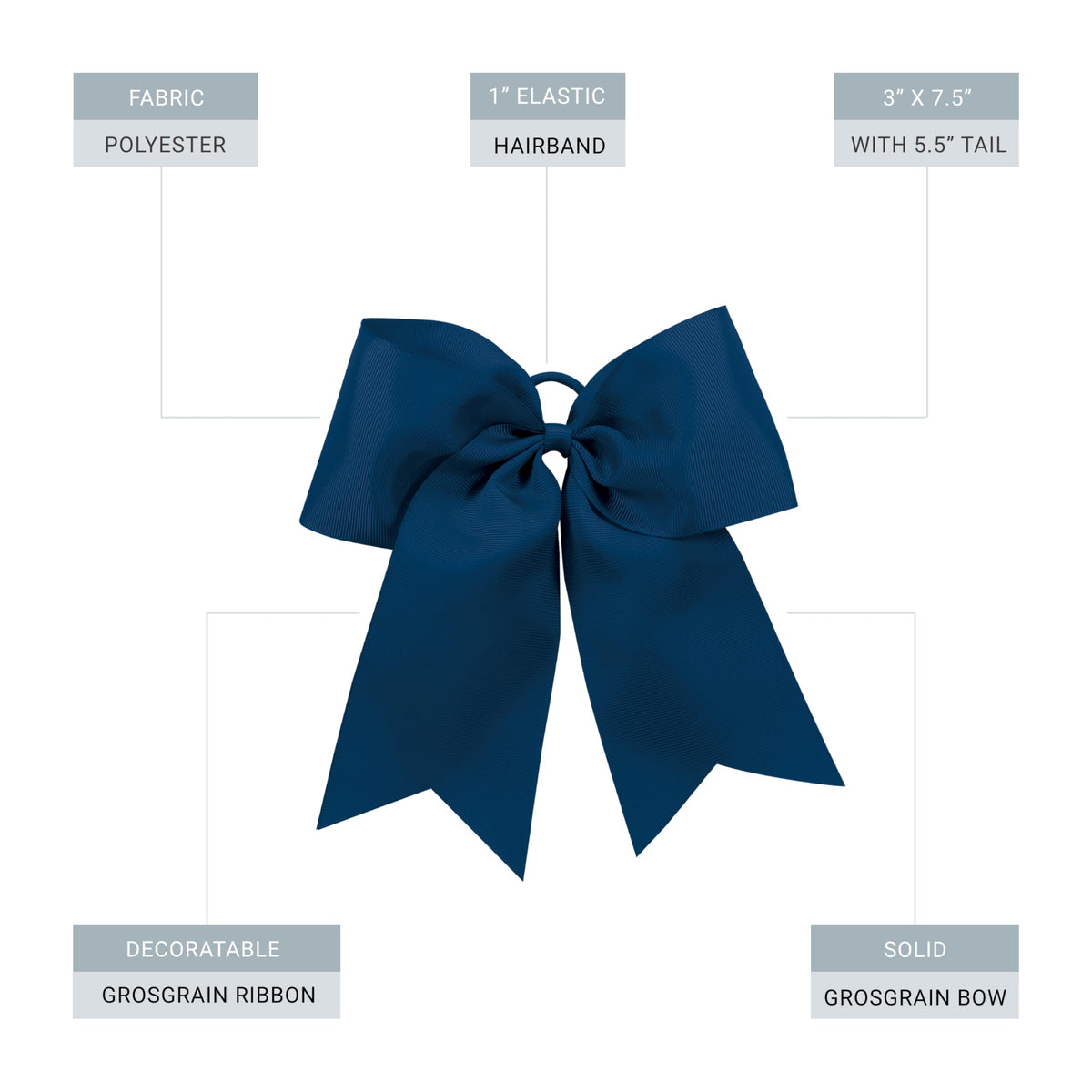 Augusta Sportswear Cheer Hair Bow Navy OS