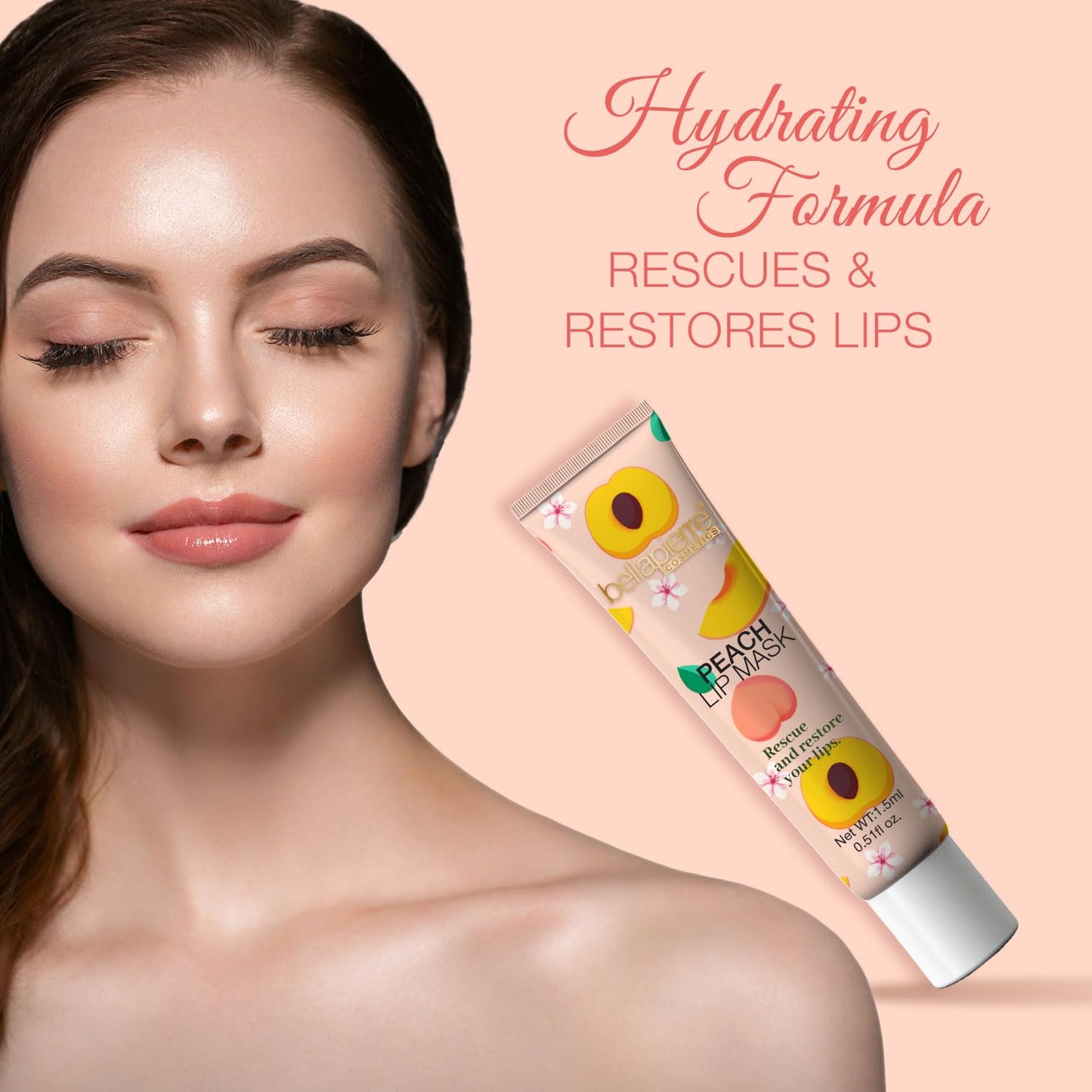 bellapierre Cosmetics Peach Lip Mask - Lip Plumping Mask with Hyaluronic Acid - Moisturizing Lip Balm for Daily Use Beauty and Personal Care bellapierre
