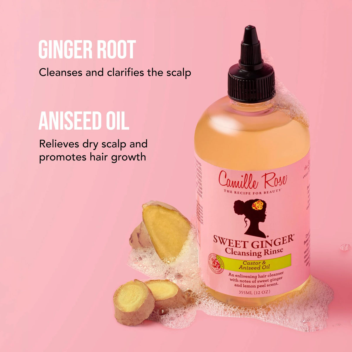 Camille Rose Sweet Ginger Rinse, Hair and Scalp Cleanser with Ginger Root and Aniseed Oil, to Clarify and Moisturize, for all Hair Types, 12 oz Beauty & Personal Care Camille Rose