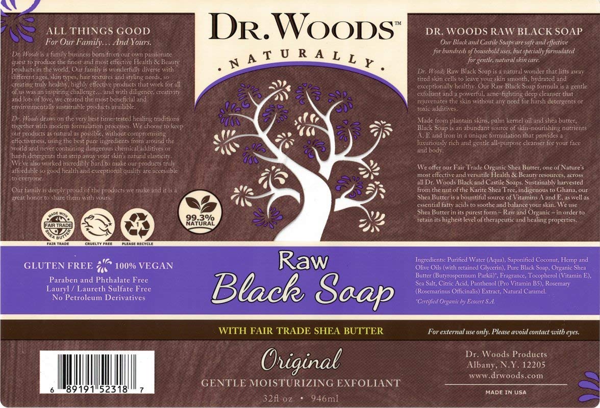 Dr. Woods Shea Vision Pure Black Soap with Organic Shea Butter 32 oz (Pack of 6) Beauty & Personal Care Dr. Woods