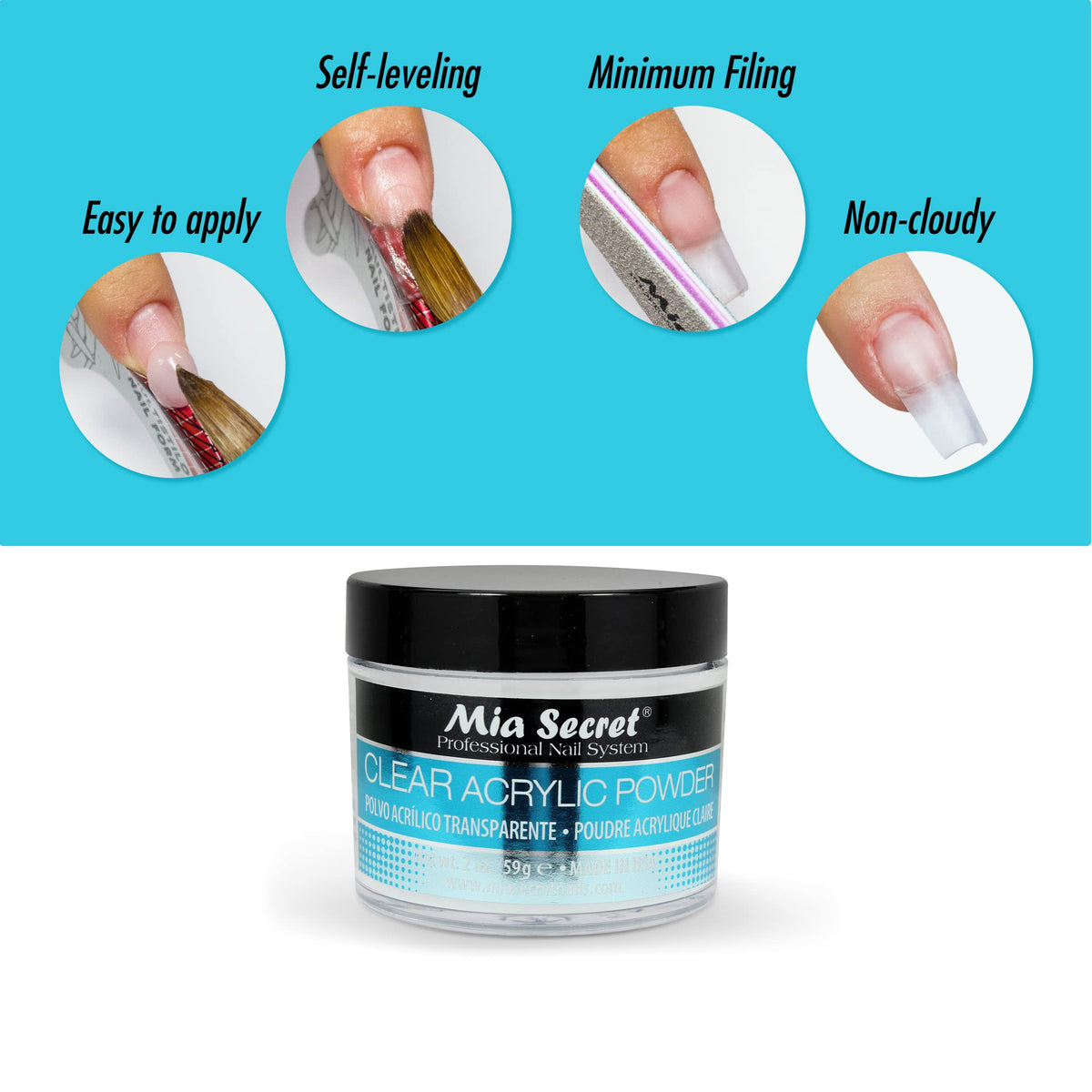 Mia Secret Clear Acrylic Powder (2oz)