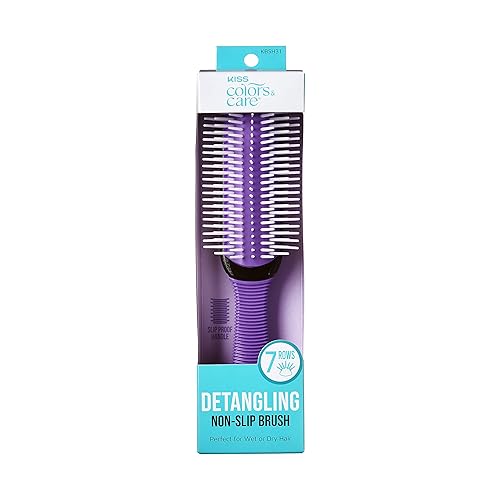 KISS Colors&Care 7 Row Non-Slip Detangling Hair Brush,Removable Cushion For Cleaning,Slip-Proof Handle For Sturdy Grip ,Detangles Without Pulling or Beauty & Personal Care KISS COLORS & CARE
