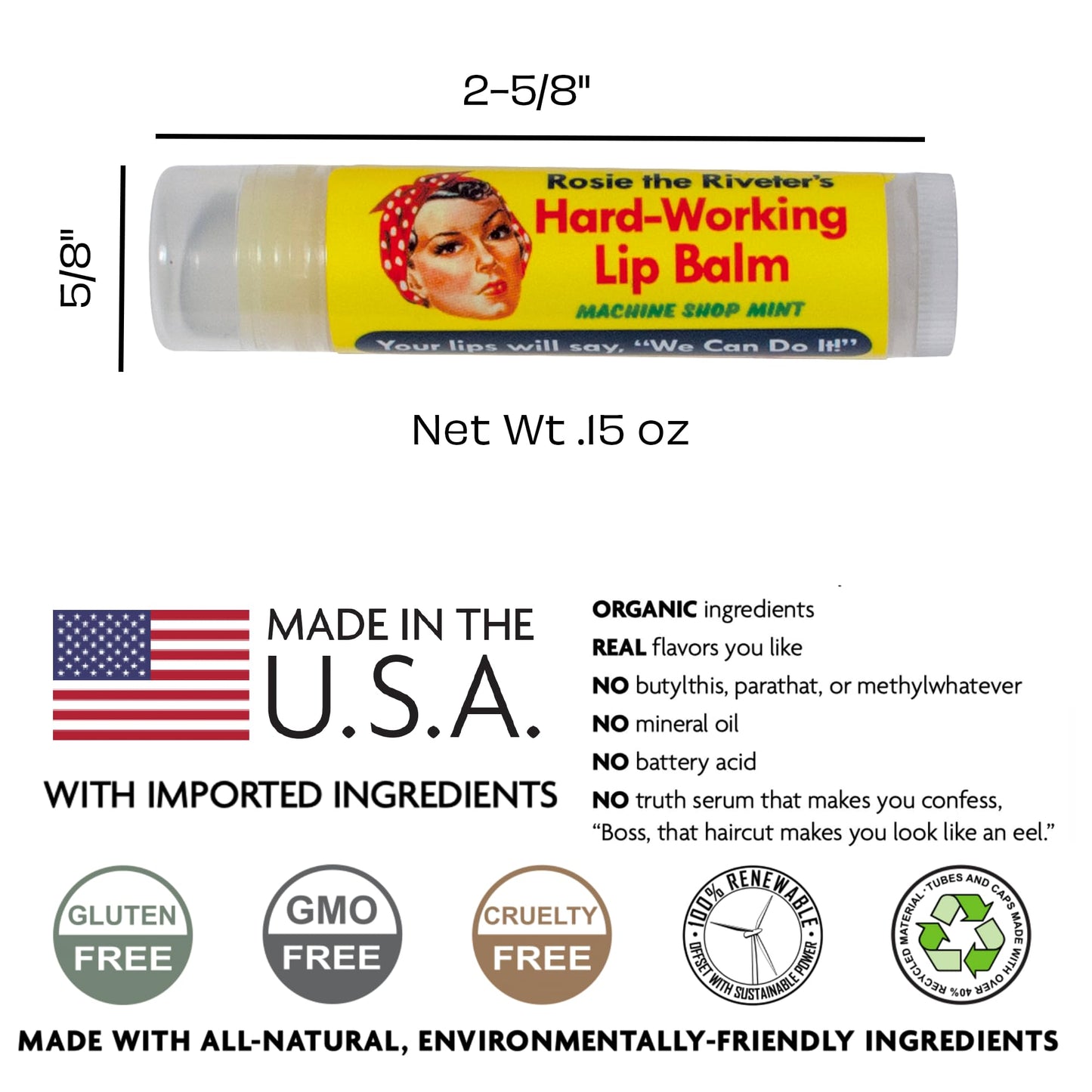 Rosie The Riveter's Hard-Working Lip Balm - Made in the USA Beauty & Personal Care The Unemployed Philosophers Guild