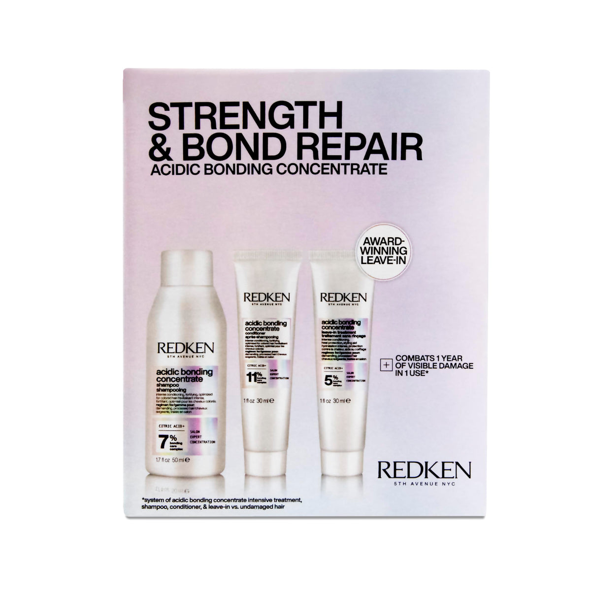 Redken Acidic Bonding Concentrate Mini Shampoo, Conditioner & Leave In Kit