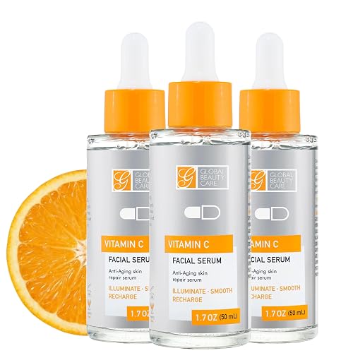 Global Beauty Care Vitamin C Facial Serum - Facial Treatment Serum with Hyaluronic Acid for Uneven Tone & Radiance Appearance Support, Fast Absorbing Beauty & Personal Care Global Beauty Care