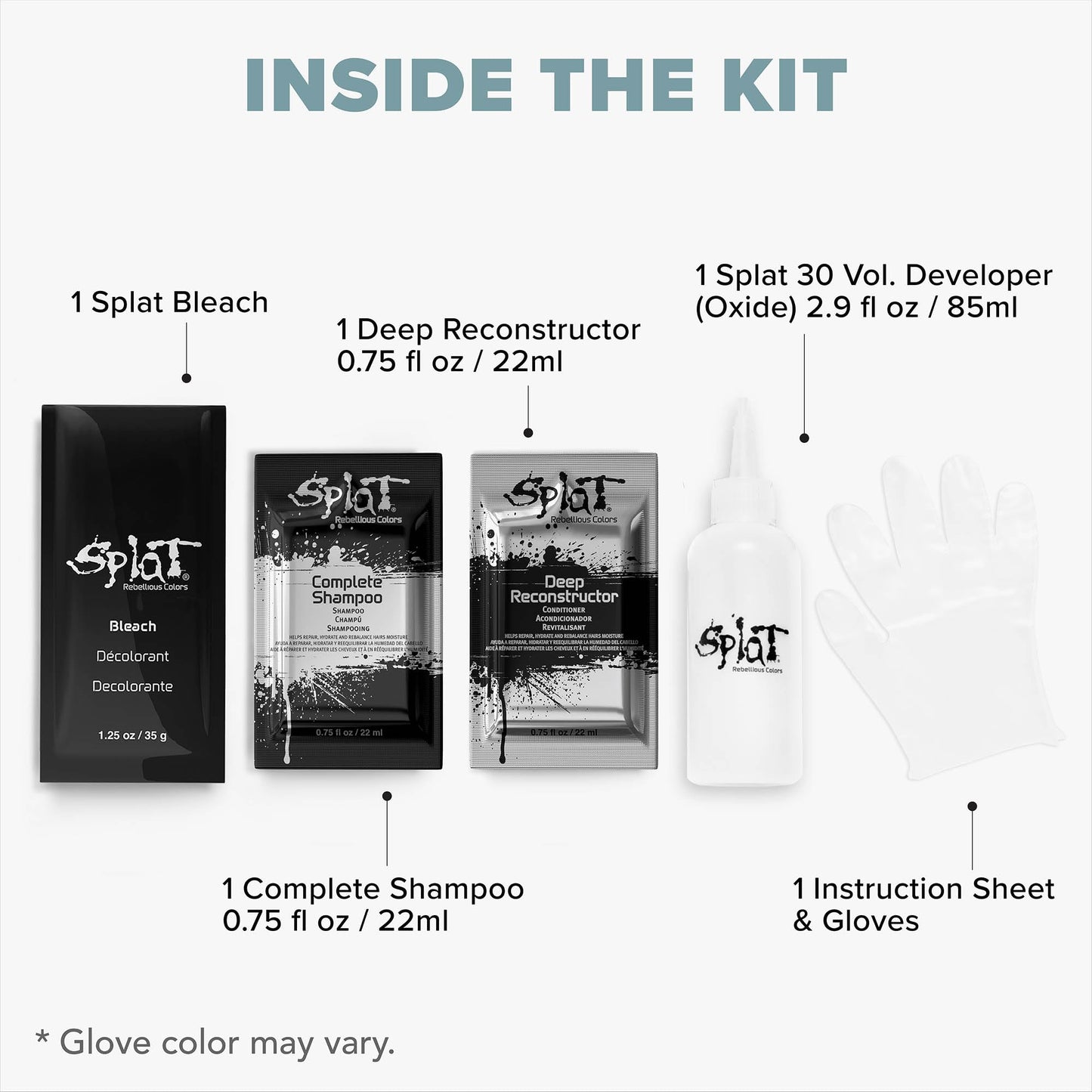 Splat Lightening Bleach Kit, 1 Application, Includes Oxide, Lightening Bleach Powder, Complete Shampoo & Deep Reconstructor Conditioner, Hair Bleach Beauty & Personal Care Splat